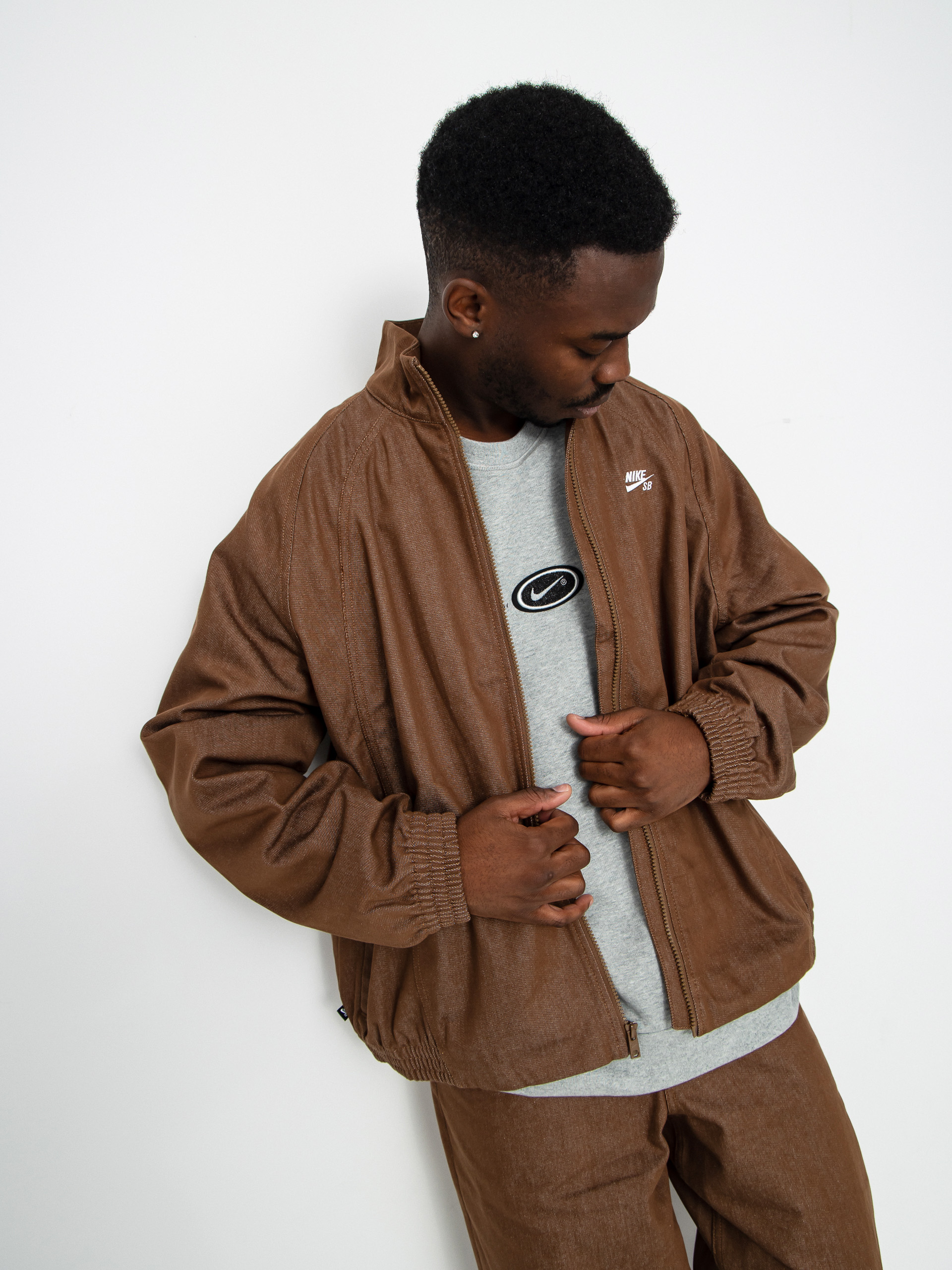 Яке Nike SB Denim FZ Trak (mosswood brown/white)