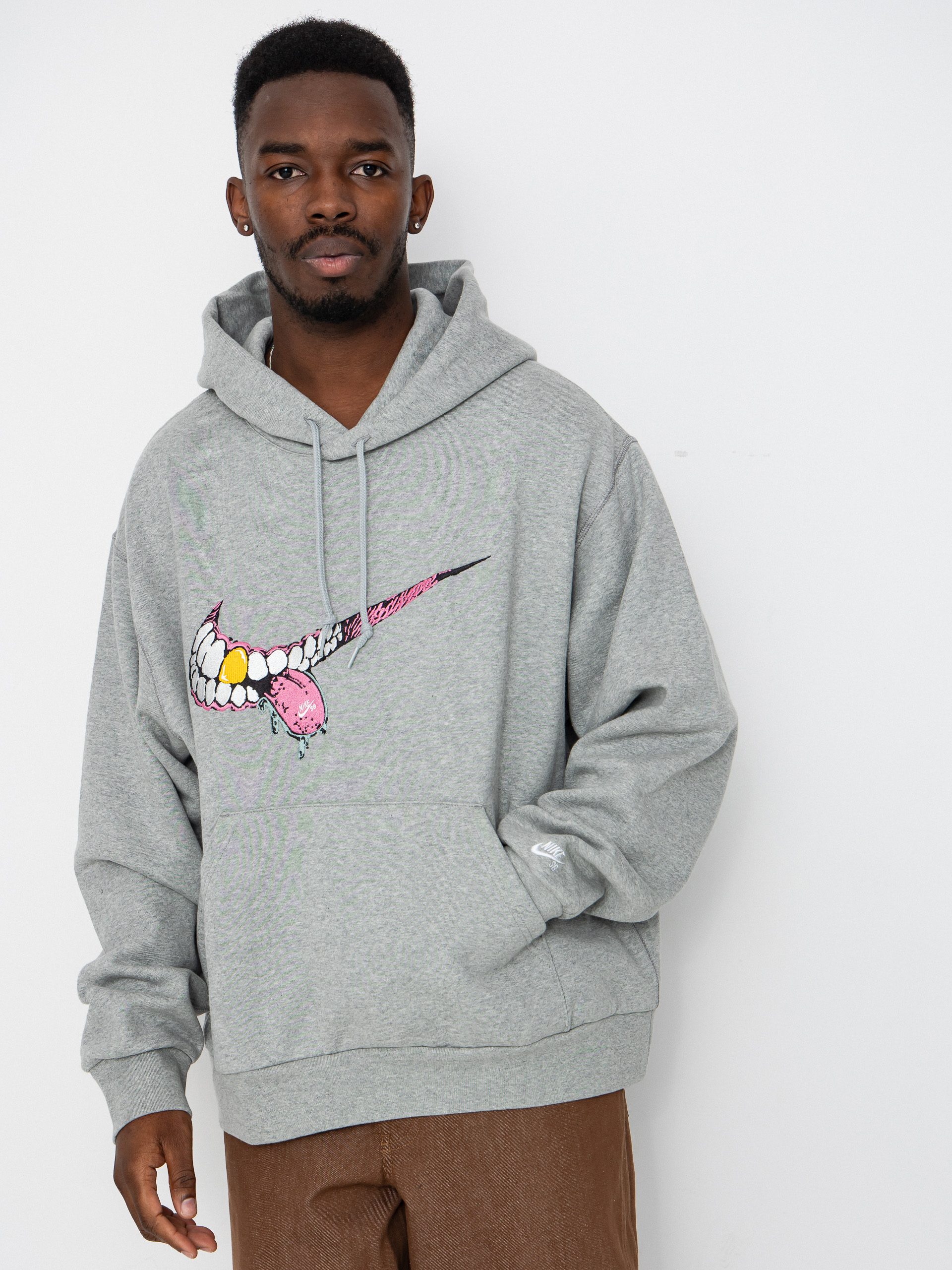 Суитшърт с качулка Nike SB GFX 1 HD (dk grey heather/white)