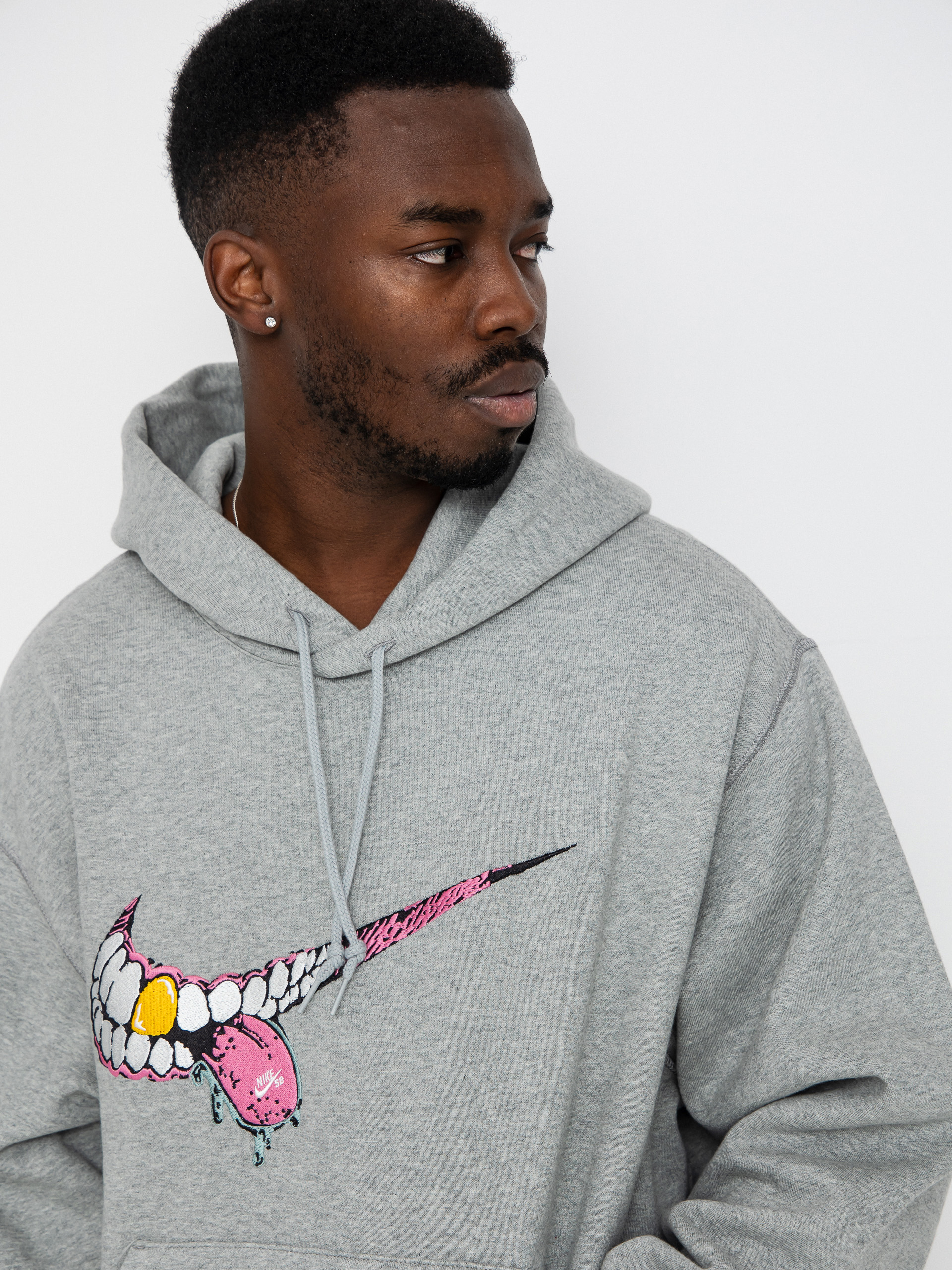 Суитшърт с качулка Nike SB GFX 1 HD (dk grey heather/white)
