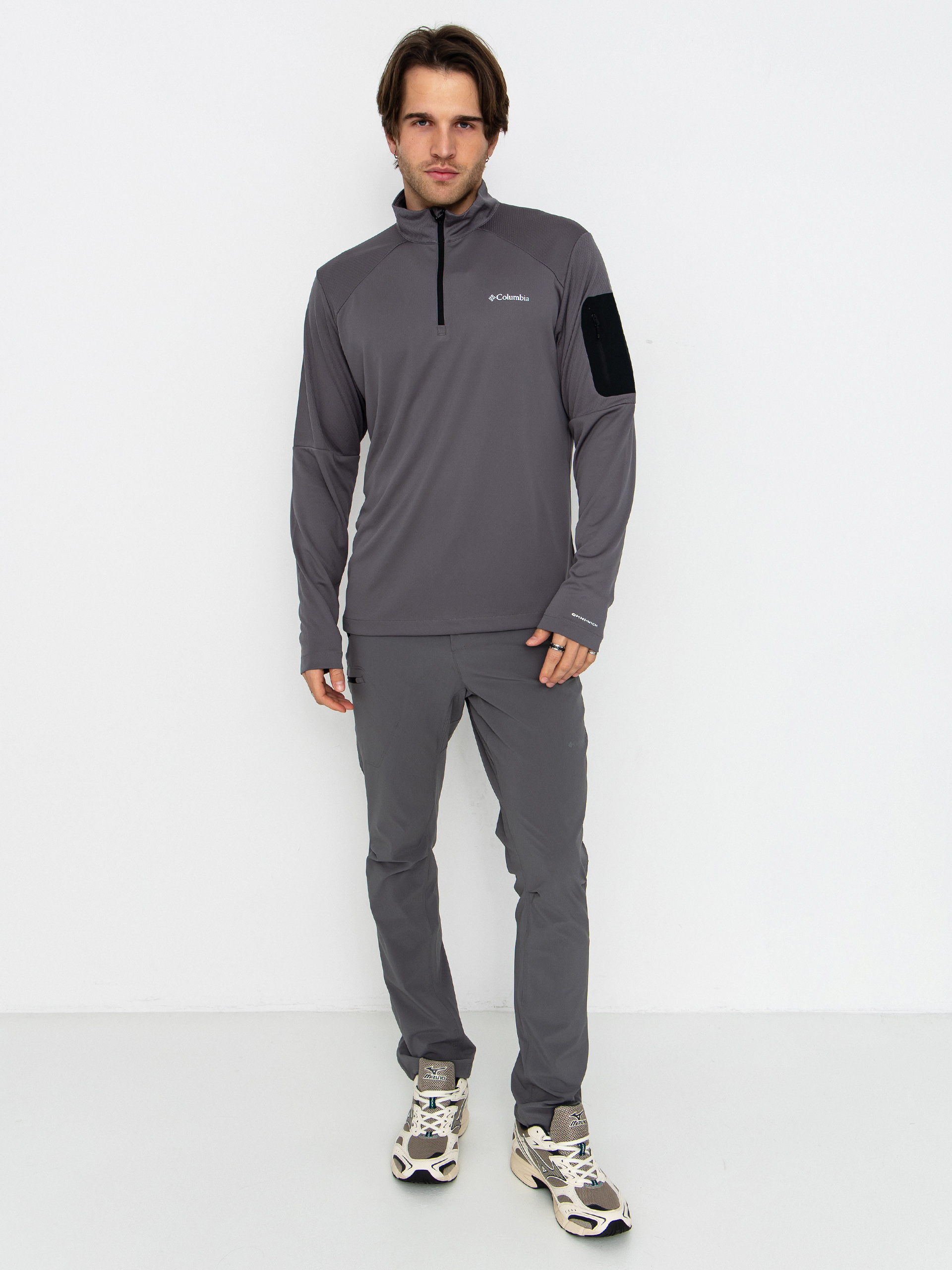 Поларени суитшърт Columbia Tech Knit 1/4 Zip (city grey/blac)