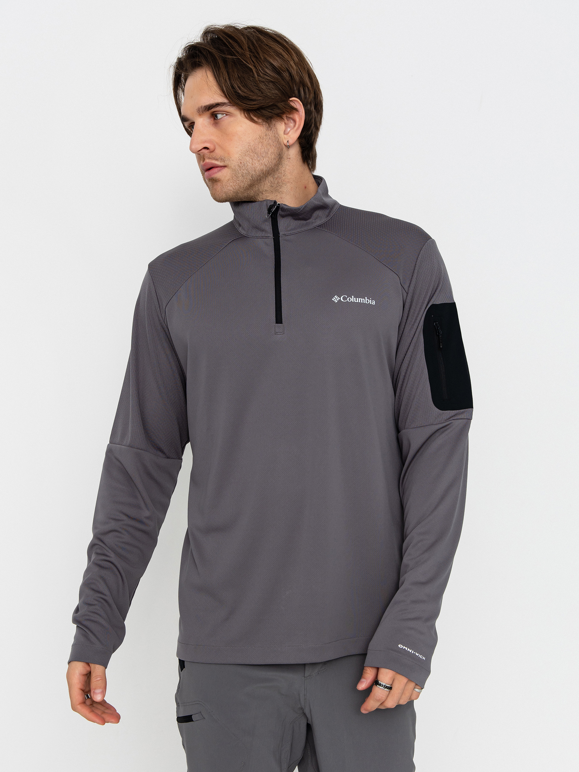 Мъжки Поларени суитшърт Columbia Tech Knit 1/4 Zip (city grey/blac)