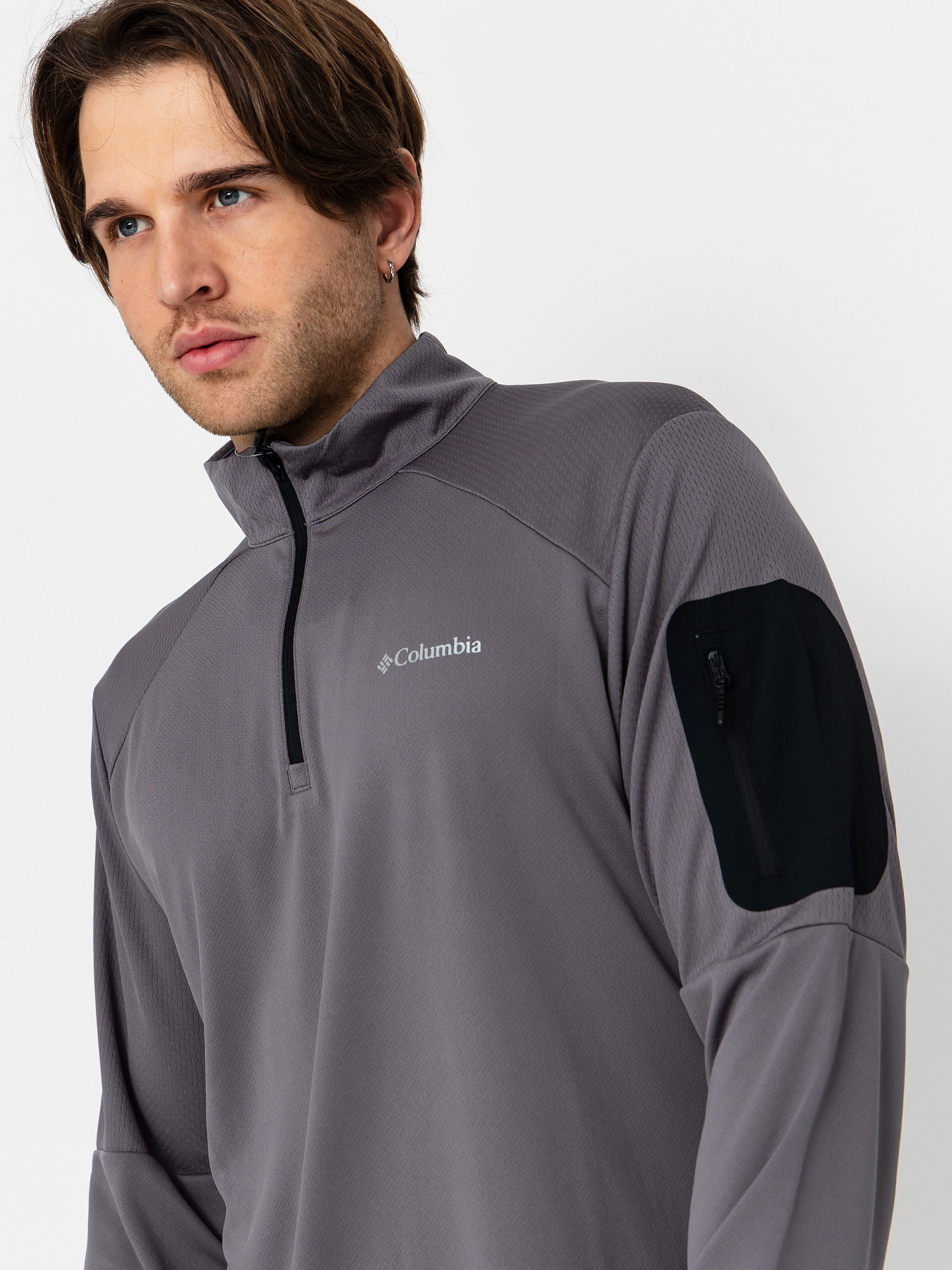 Мъжки Поларени суитшърт Columbia Tech Knit 1/4 Zip (city grey/blac)