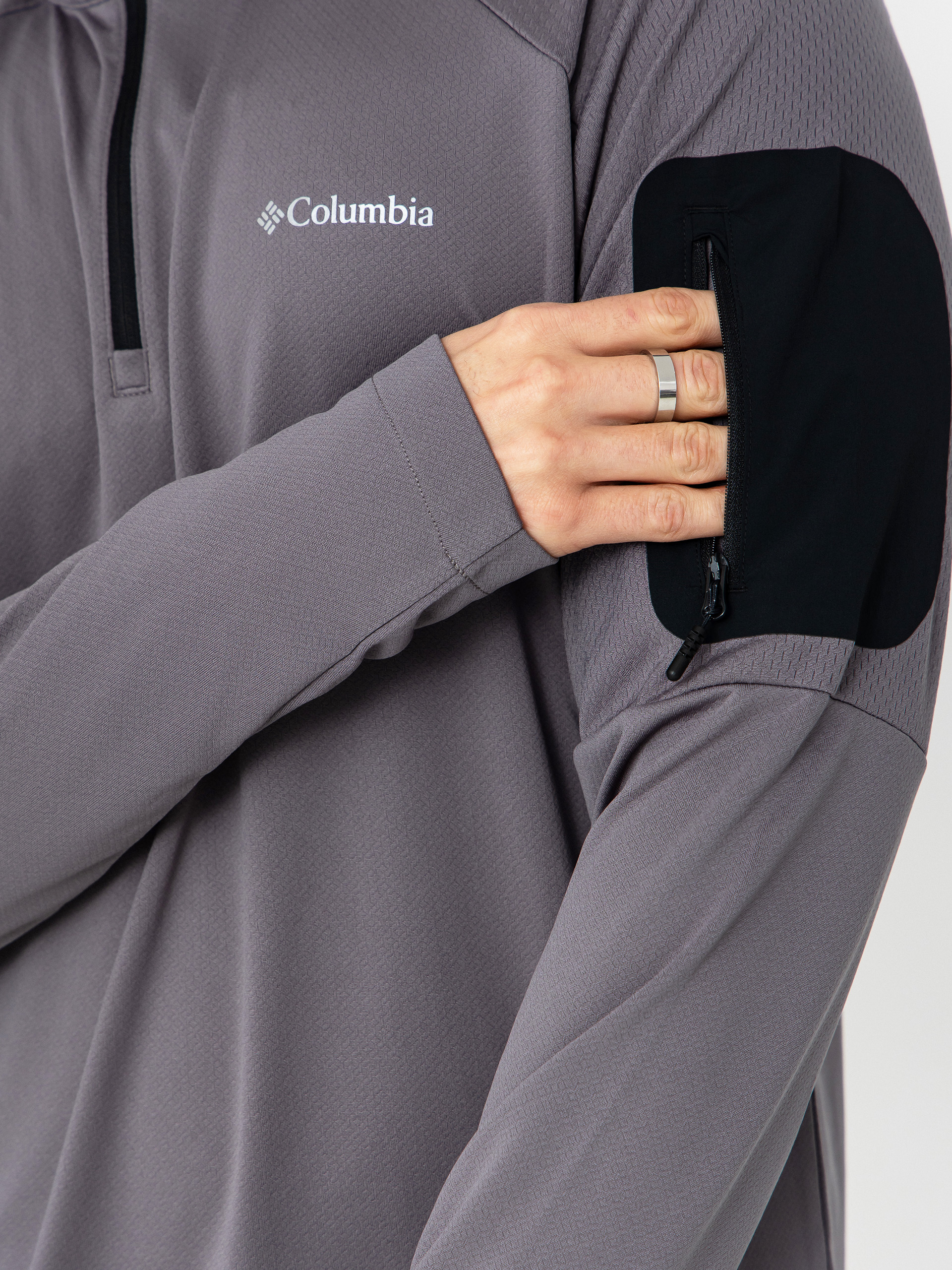 Мъжки Поларени суитшърт Columbia Tech Knit 1/4 Zip (city grey/blac)