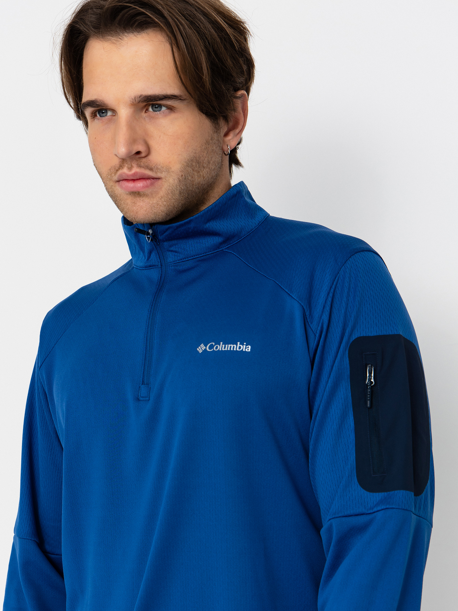 Мъжки Поларени суитшърт Columbia Tech Knit 1/4 Zip (mtn blue/coll)