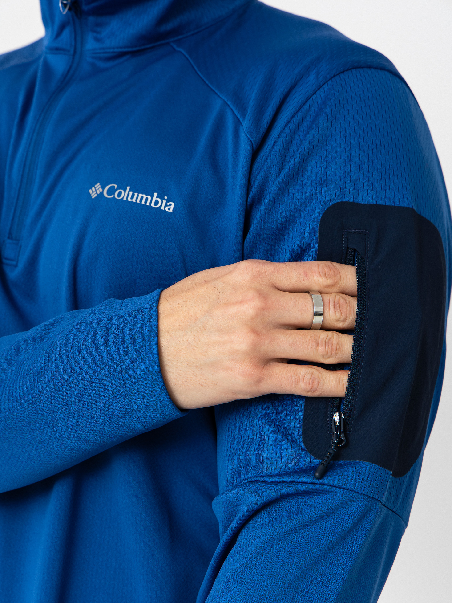 Мъжки Поларени суитшърт Columbia Tech Knit 1/4 Zip (mtn blue/coll)