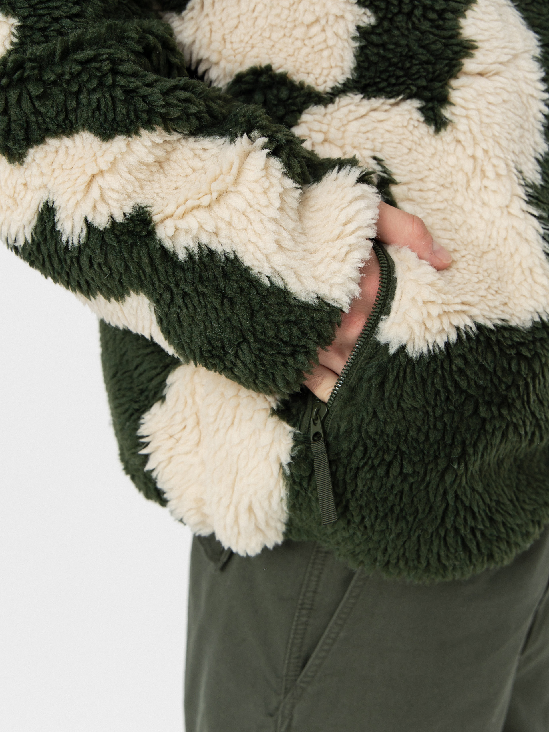 Мъжки Поларени суитшърт OBEY Obey Shaggy Sherpa (kombu green multi)