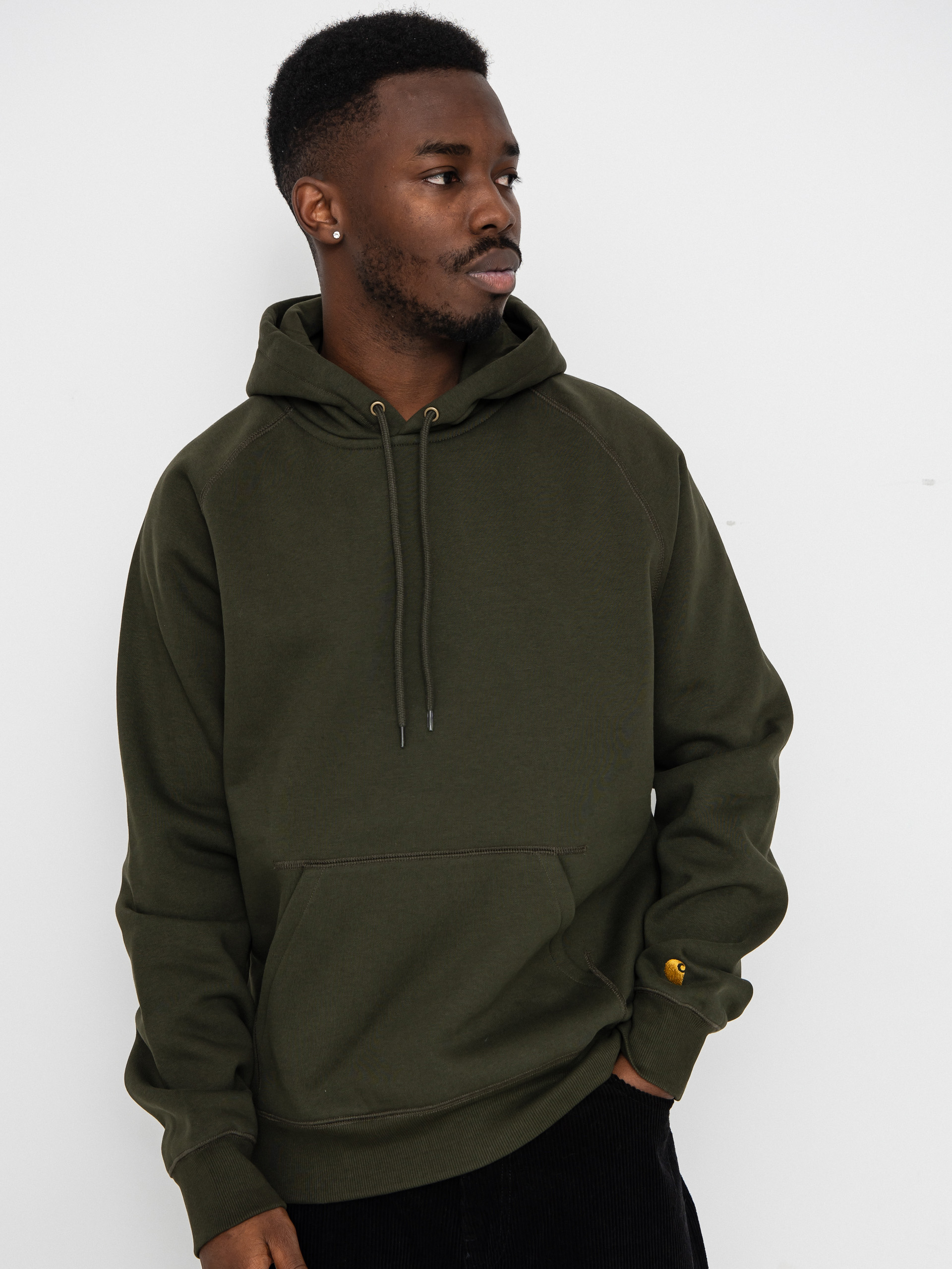 Суитшърт с качулка Carhartt WIP Chase HD (olive/gold)