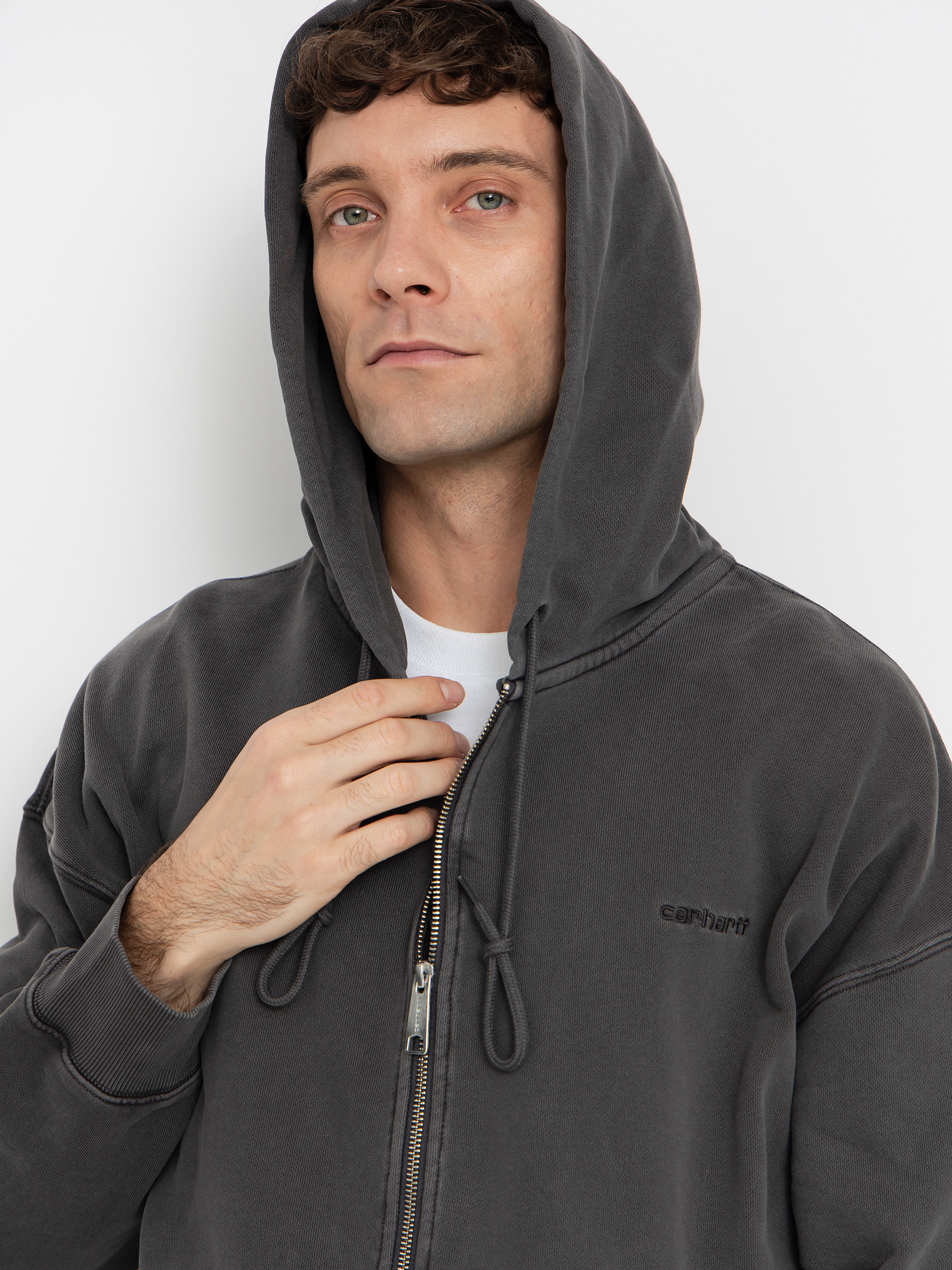 Суитшърт с качулка Carhartt WIP Benton ZHD (graphite/garment dyed)