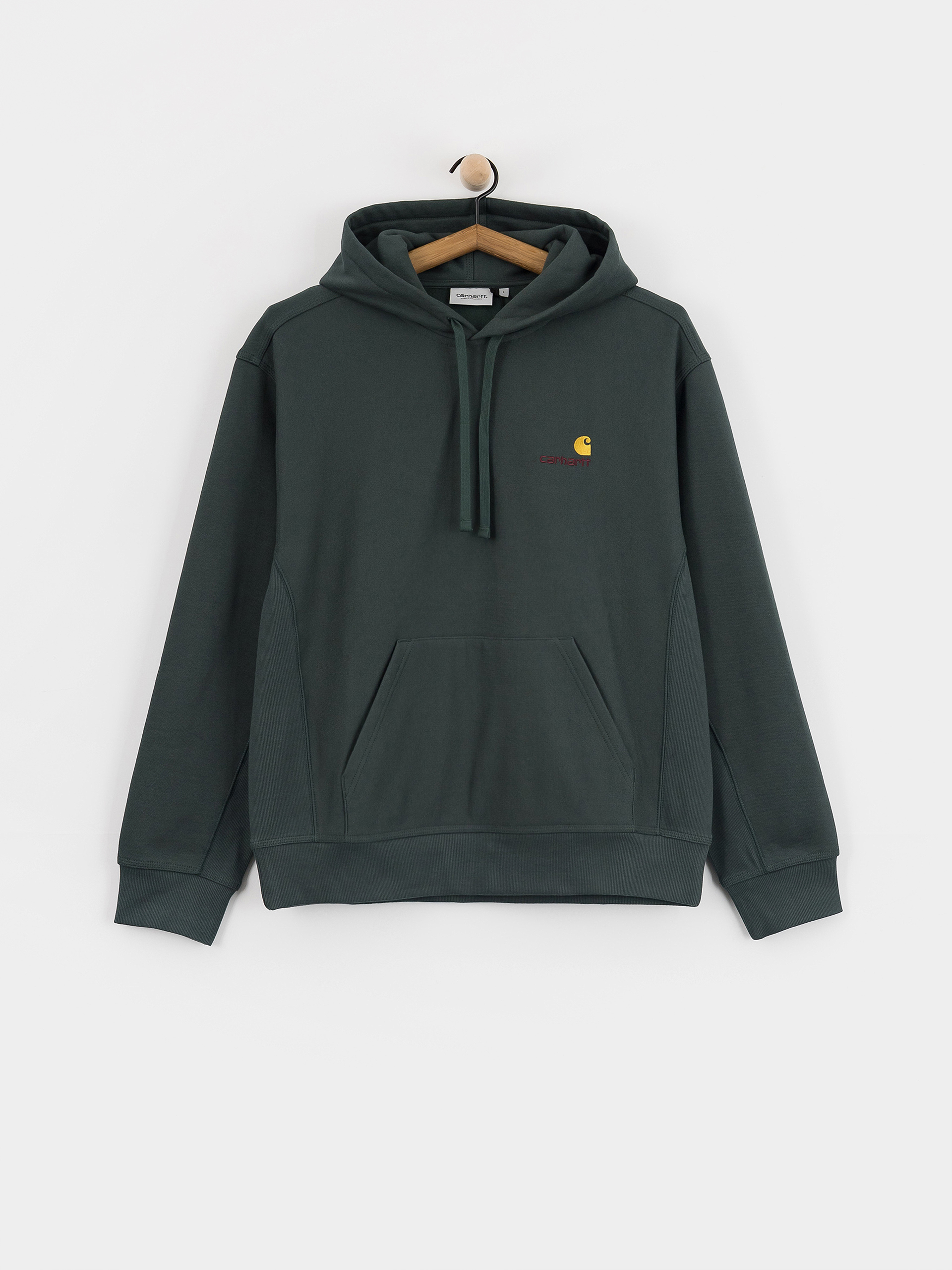 Суитшърт с качулка Carhartt WIP American Script HD (kale green)