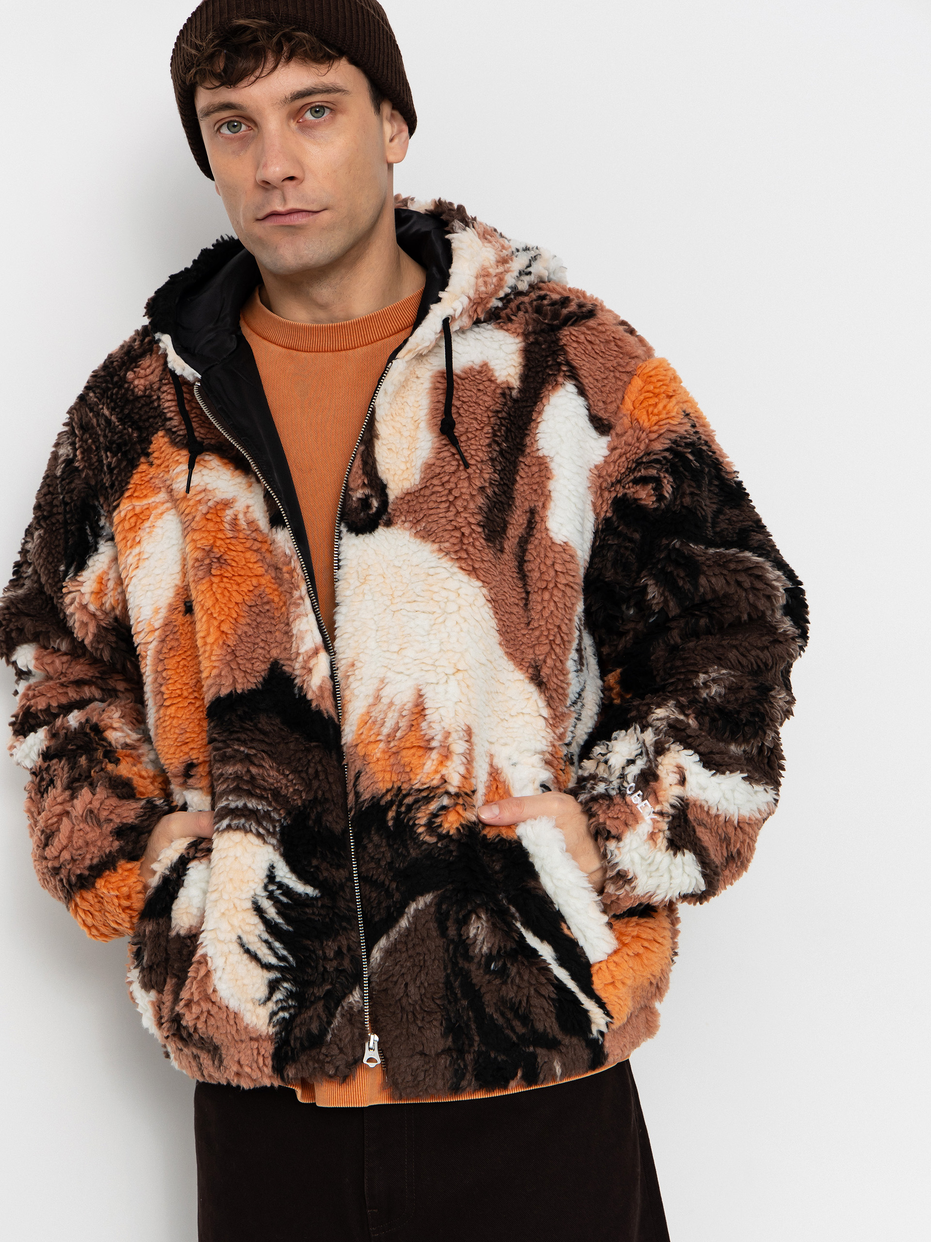 Поларени суитшърт OBEY Obey Horses Sherpa (brown multi)