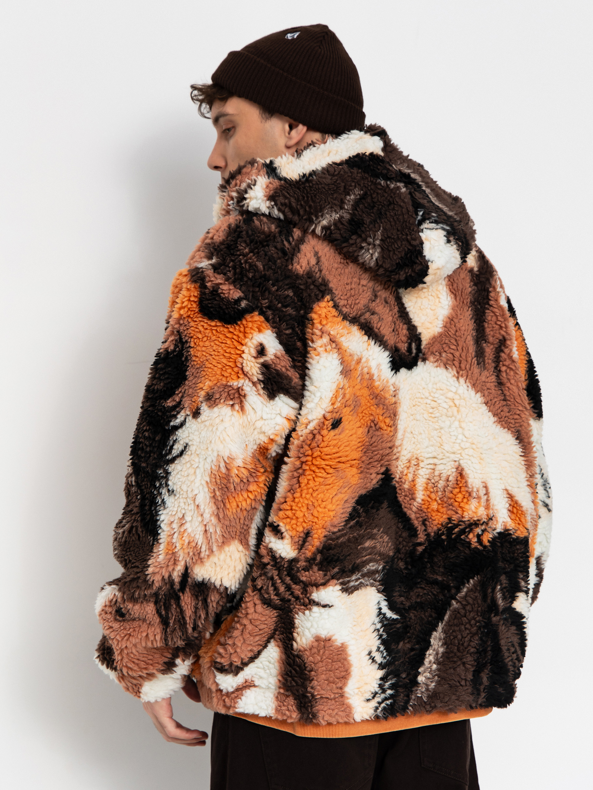 Мъжки Поларени суитшърт OBEY Obey Horses Sherpa (brown multi)
