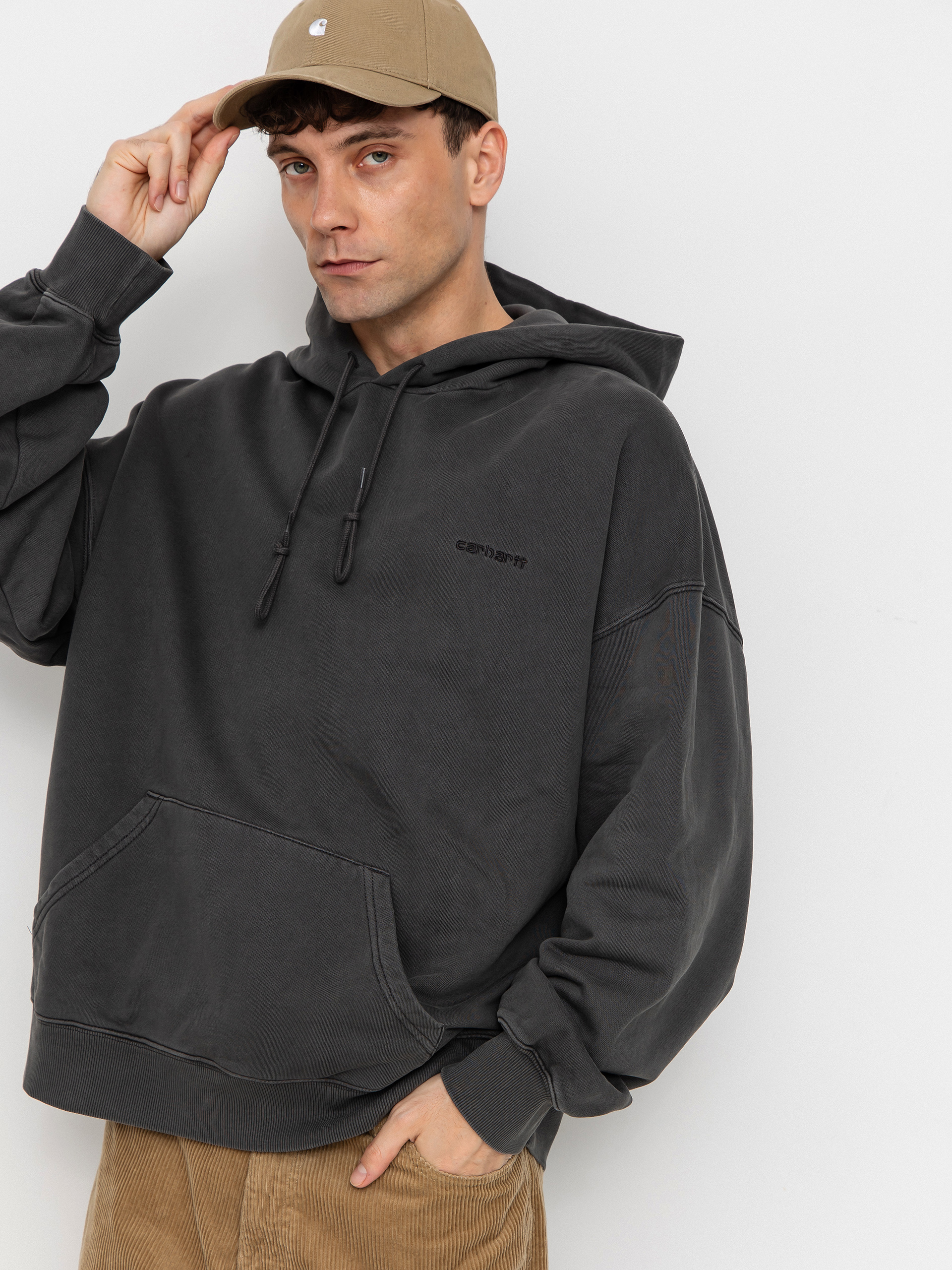 Суитшърт с качулка Carhartt WIP Benton HD (graphite/garment dyed)