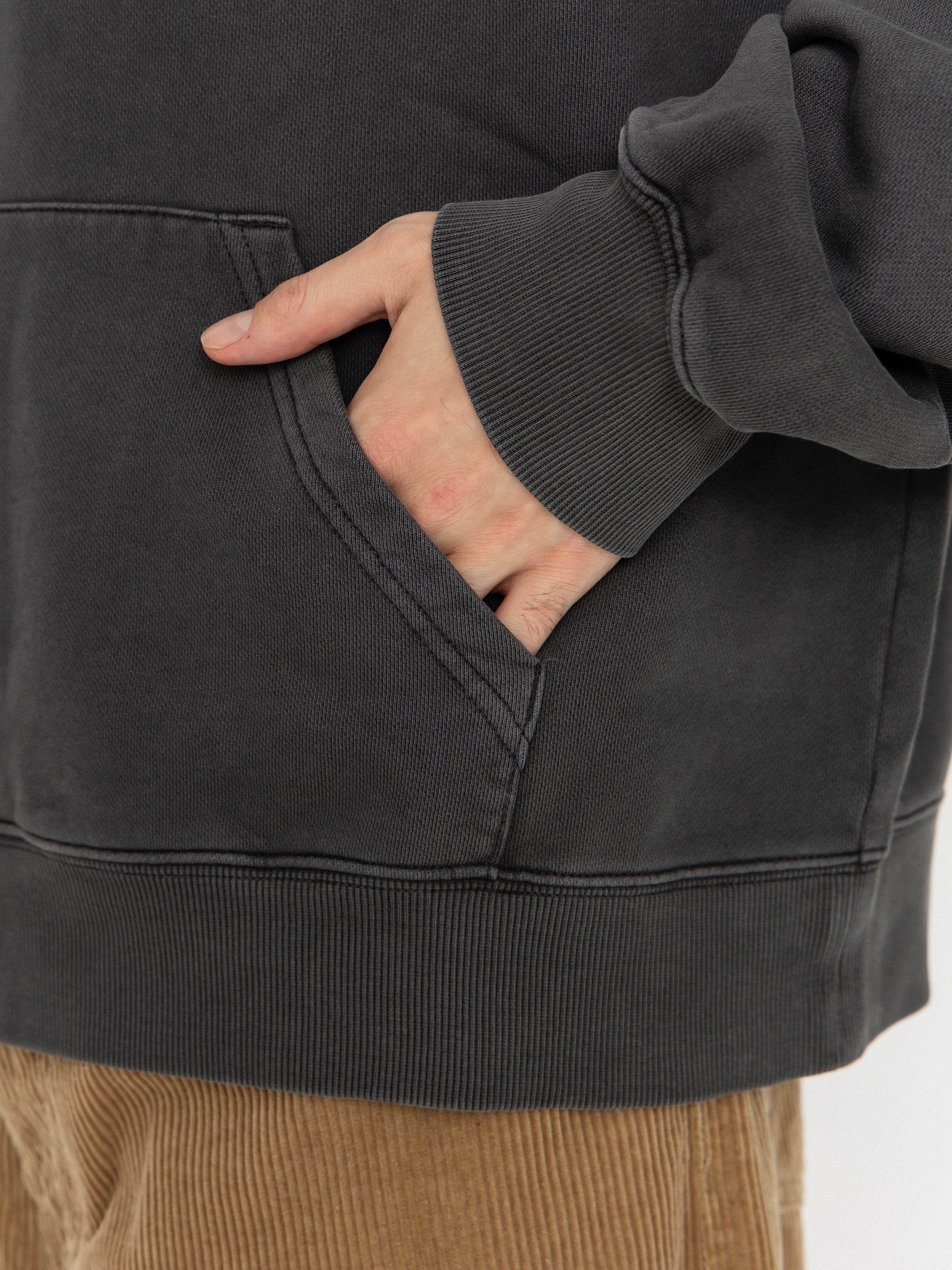 Суитшърт с качулка Carhartt WIP Benton HD (graphite/garment dyed)