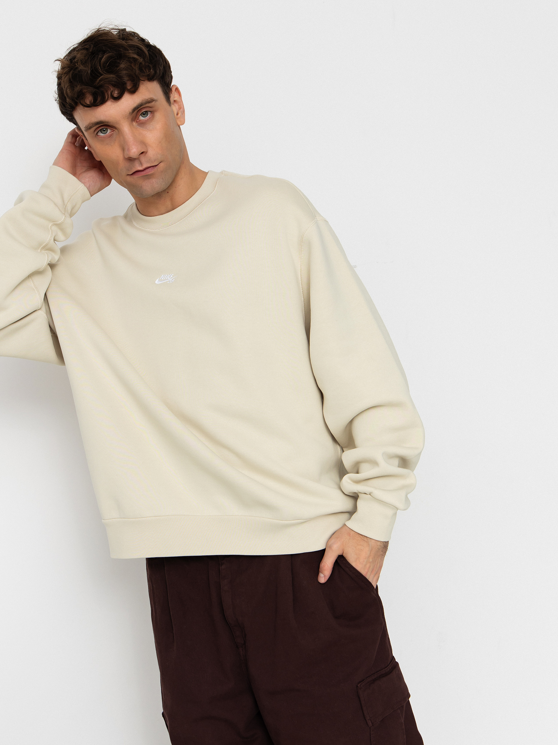 Суитшърт Nike SB Essential Logo Crew (lt khaki/white)