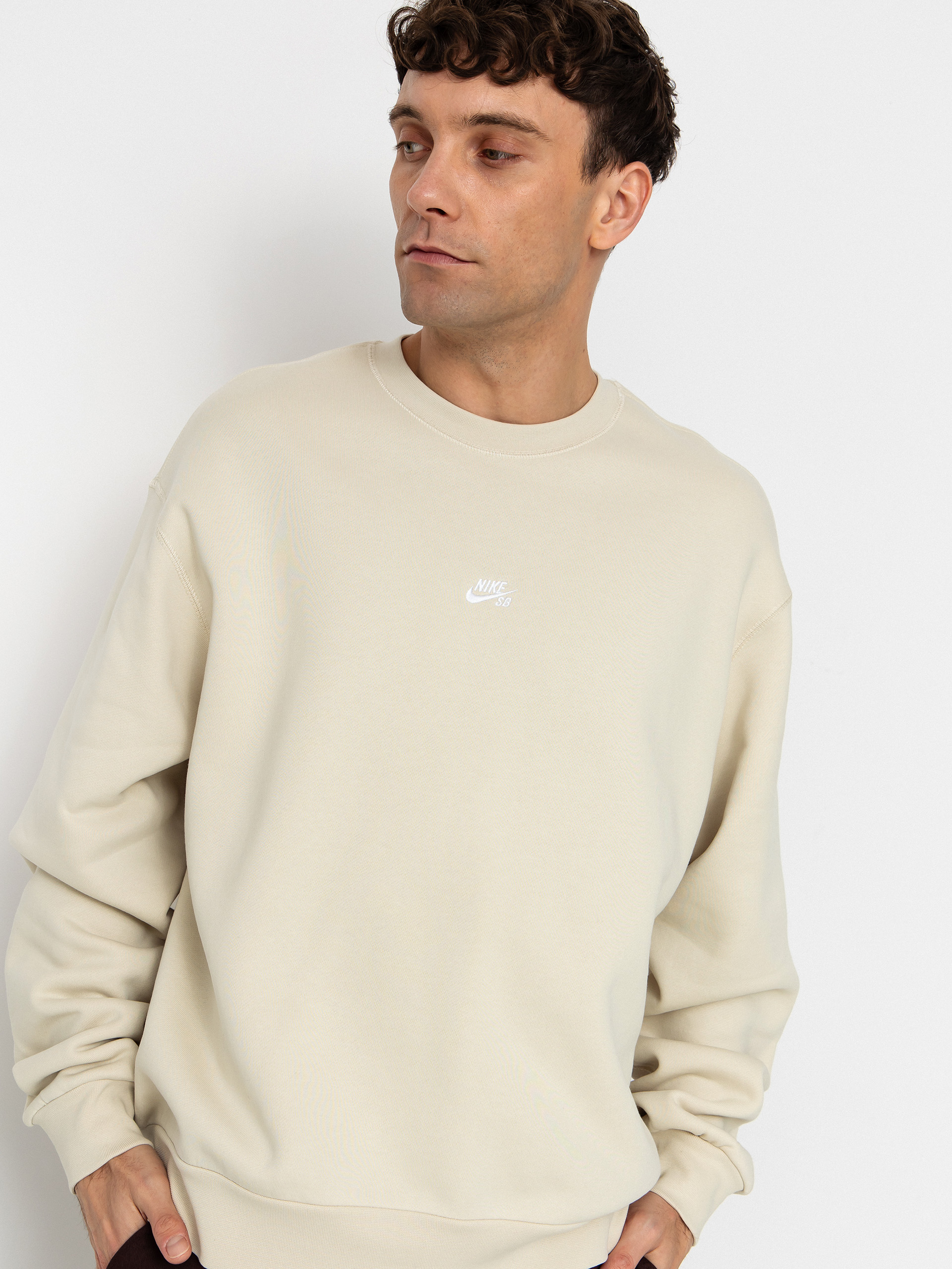 Суитшърт Nike SB Essential Logo Crew (lt khaki/white)