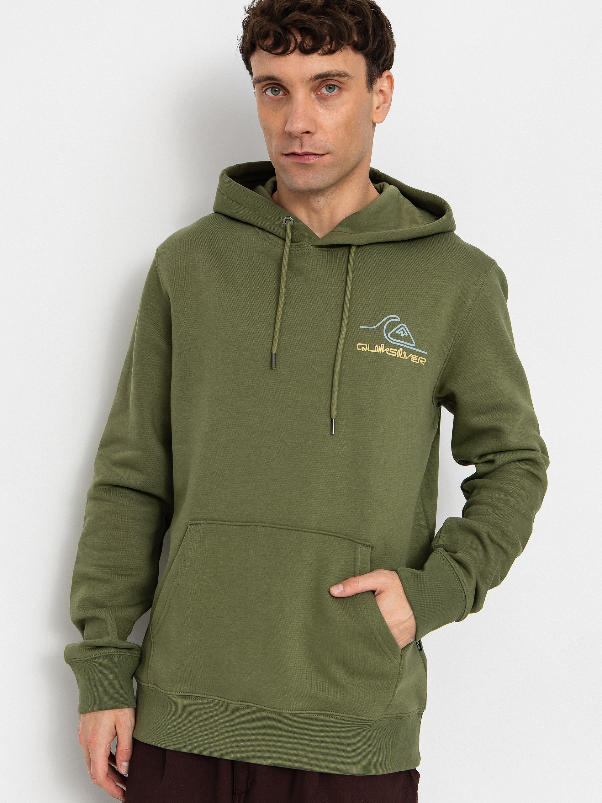 Суитшърт с качулка Quiksilver Light Waves HD (loden green)