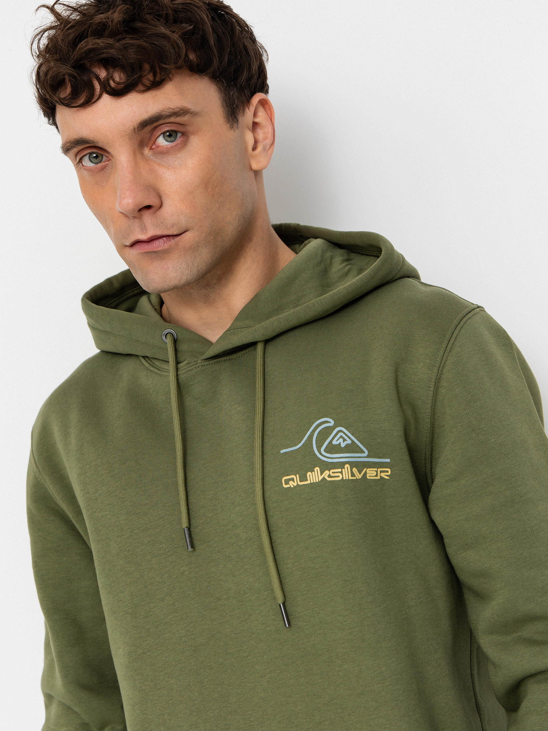 Суитшърт с качулка Quiksilver Light Waves HD (loden green)