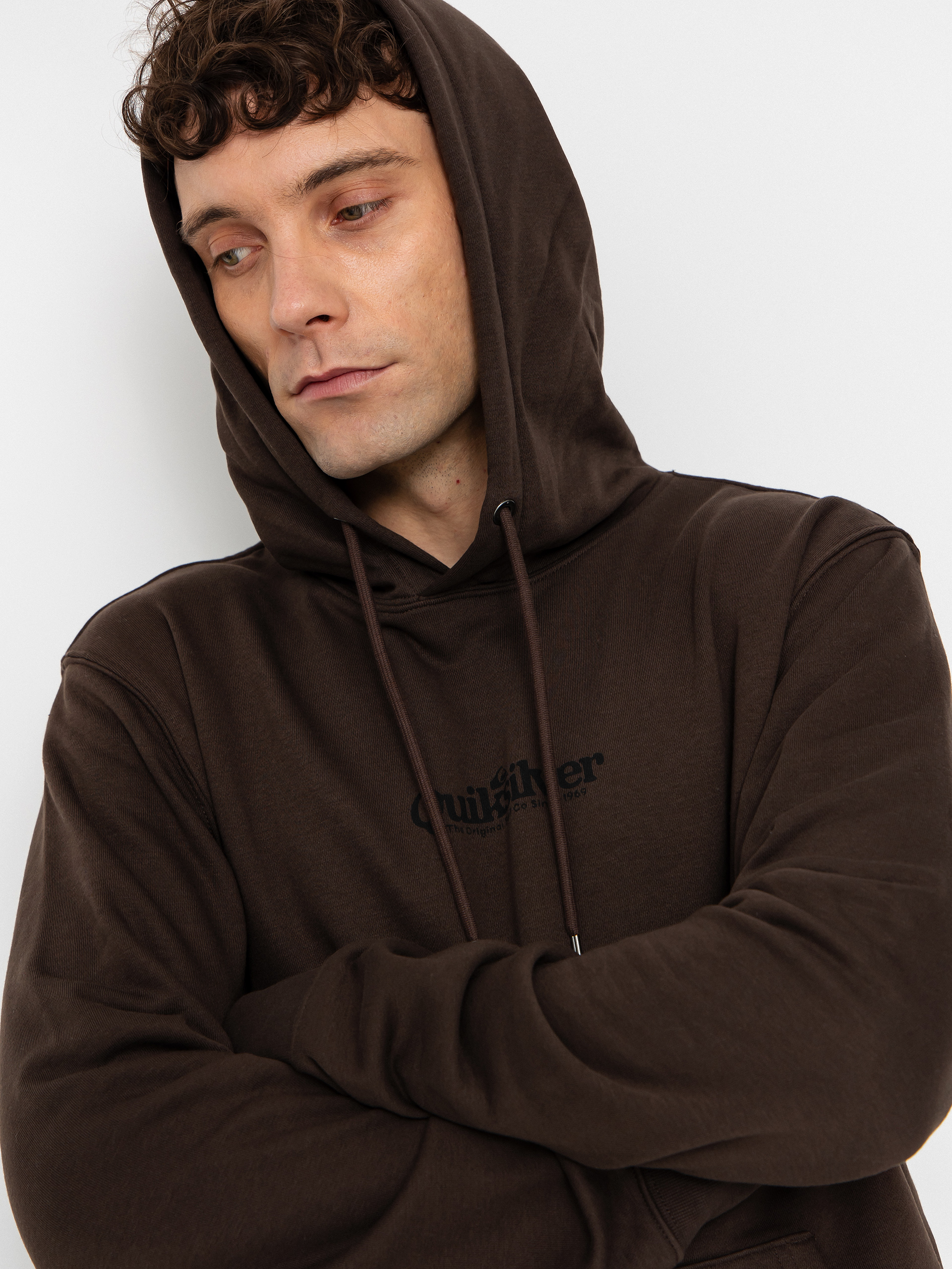 Суитшърт с качулка Quiksilver Fineline HD (chocolate brown)