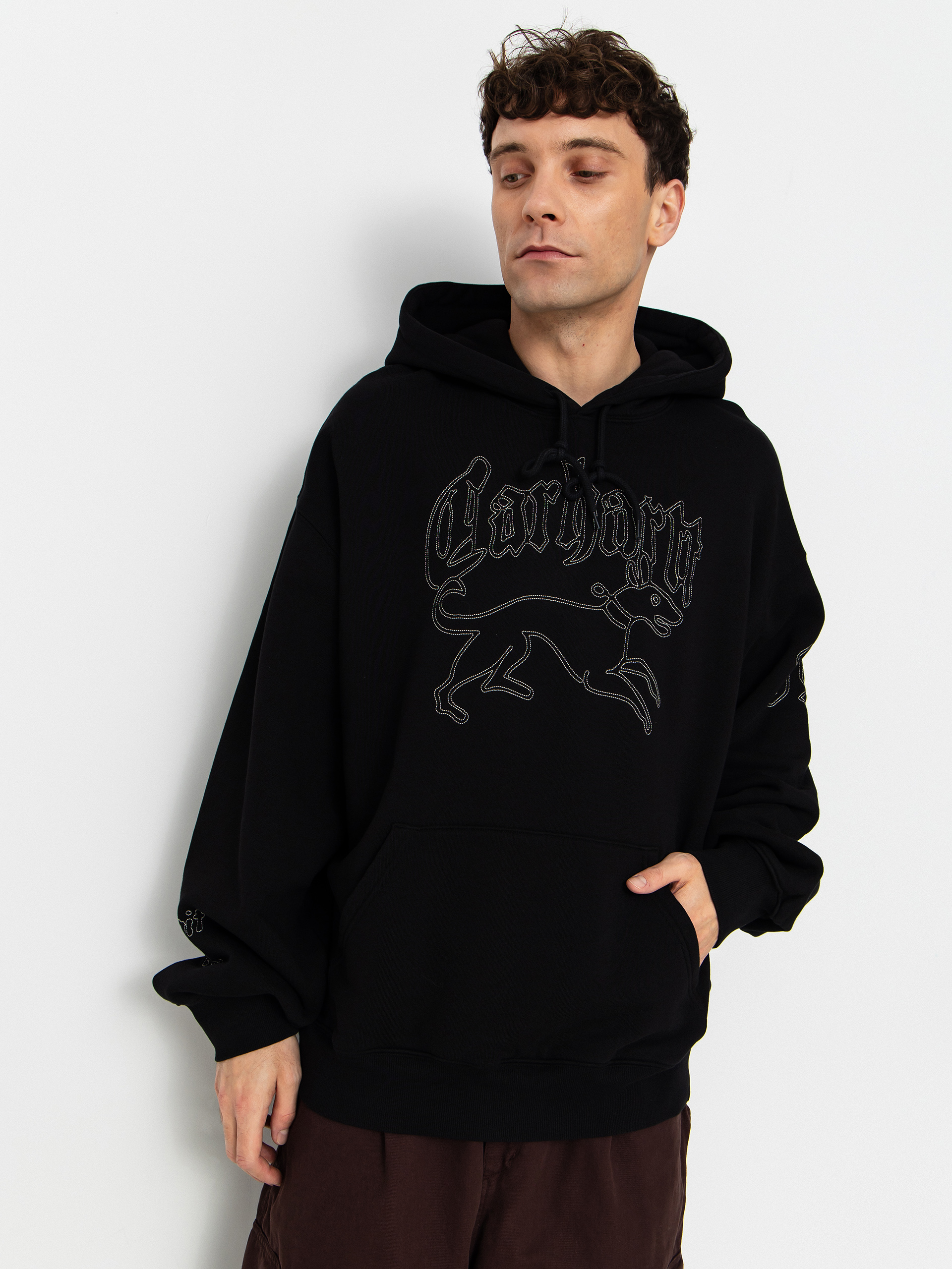 Суитшърт с качулка Carhartt WIP Hackwork HD (black/wall)