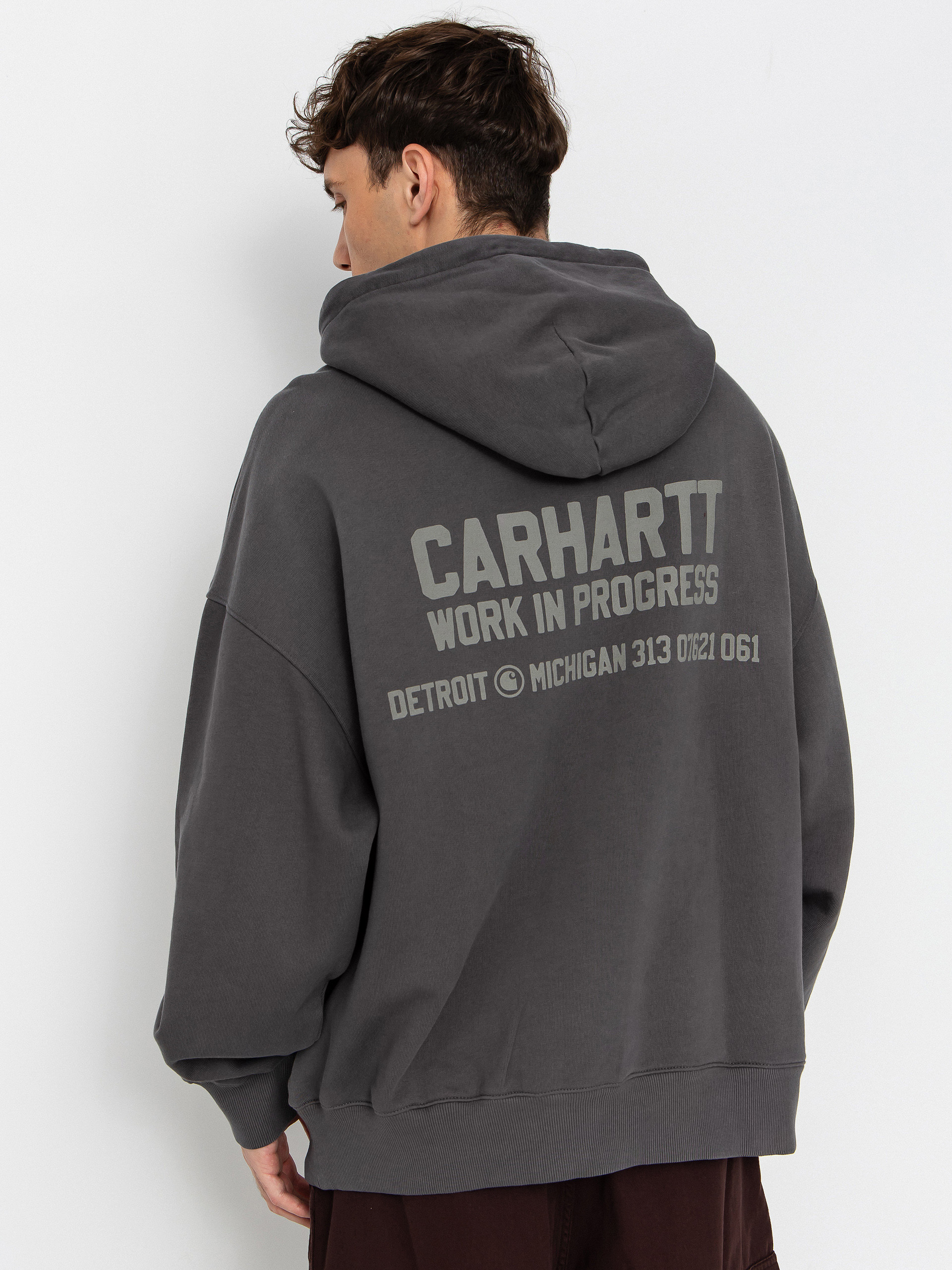 Суитшърт с качулка Carhartt WIP Distance HD (graphite/stone dyed)