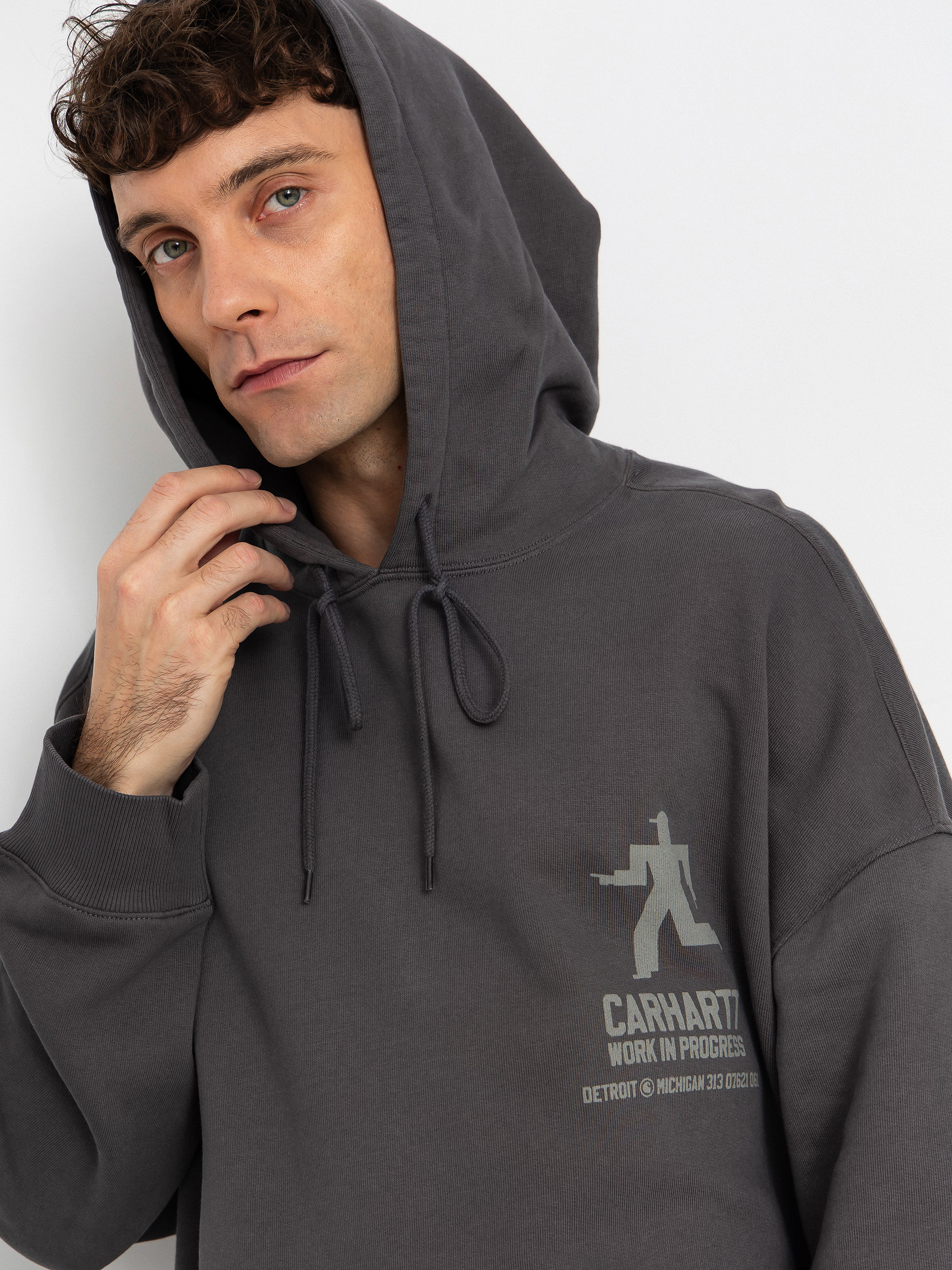 Суитшърт с качулка Carhartt WIP Distance HD (graphite/stone dyed)