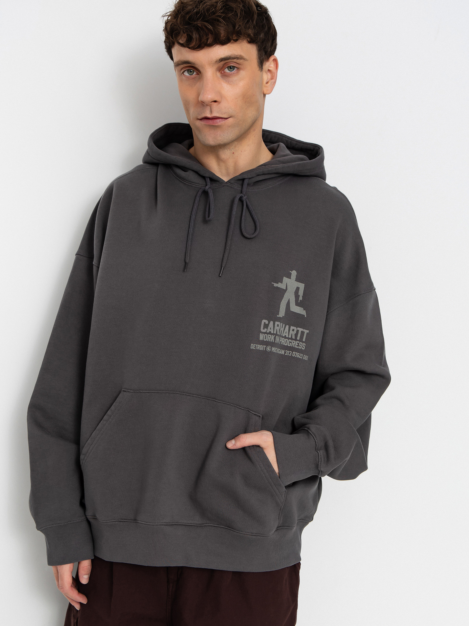 Суитшърт с качулка Carhartt WIP Distance HD (graphite/stone dyed)