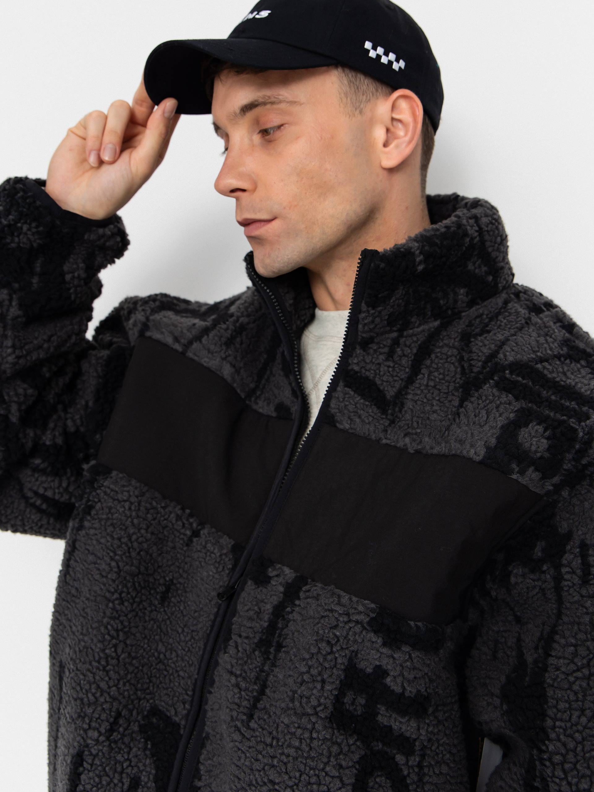 Мъжки Поларени суитшърт Vans Stiller Sherpa Full Zip (asphalt/black)