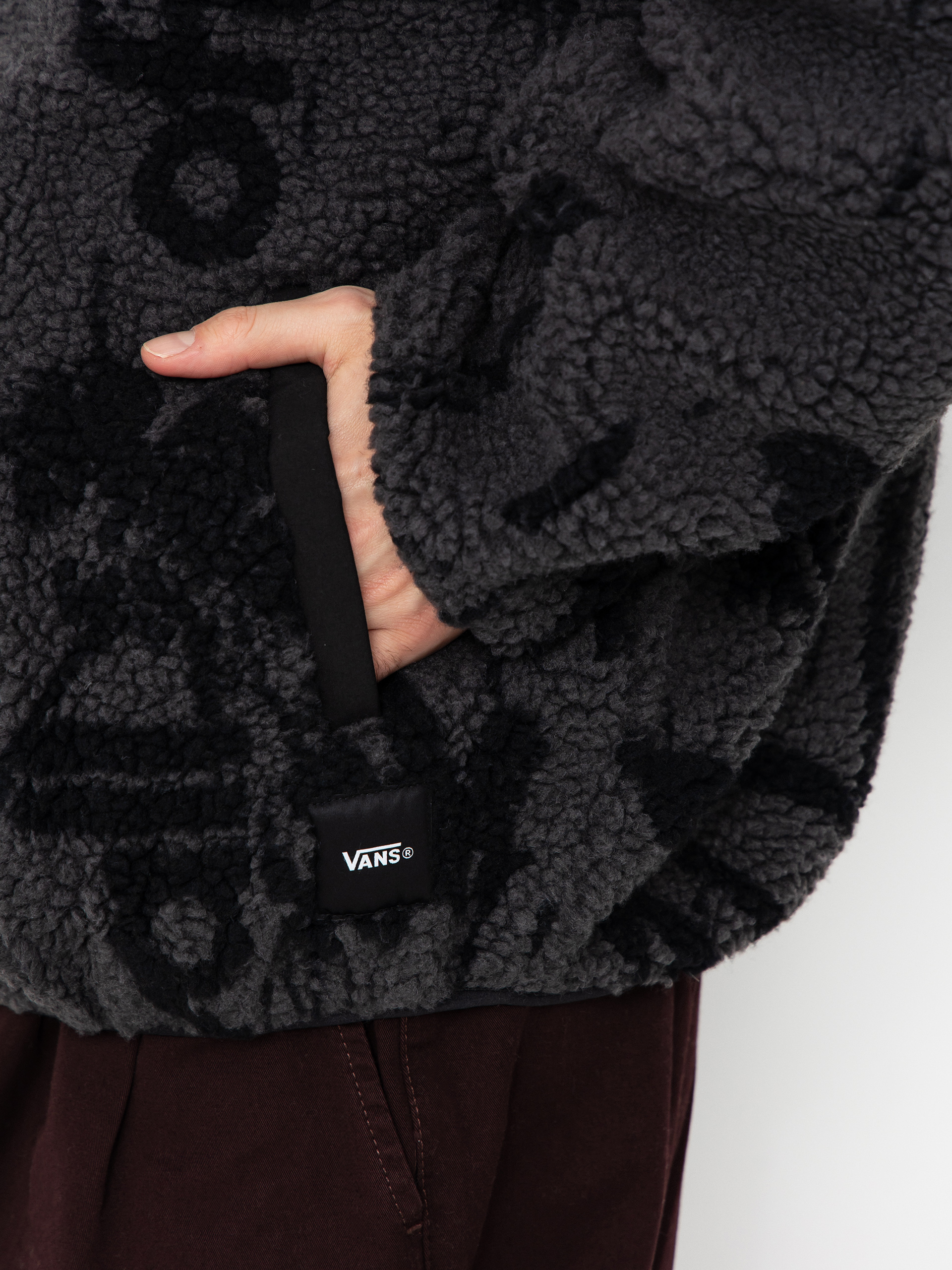 Мъжки Поларени суитшърт Vans Stiller Sherpa Full Zip (asphalt/black)