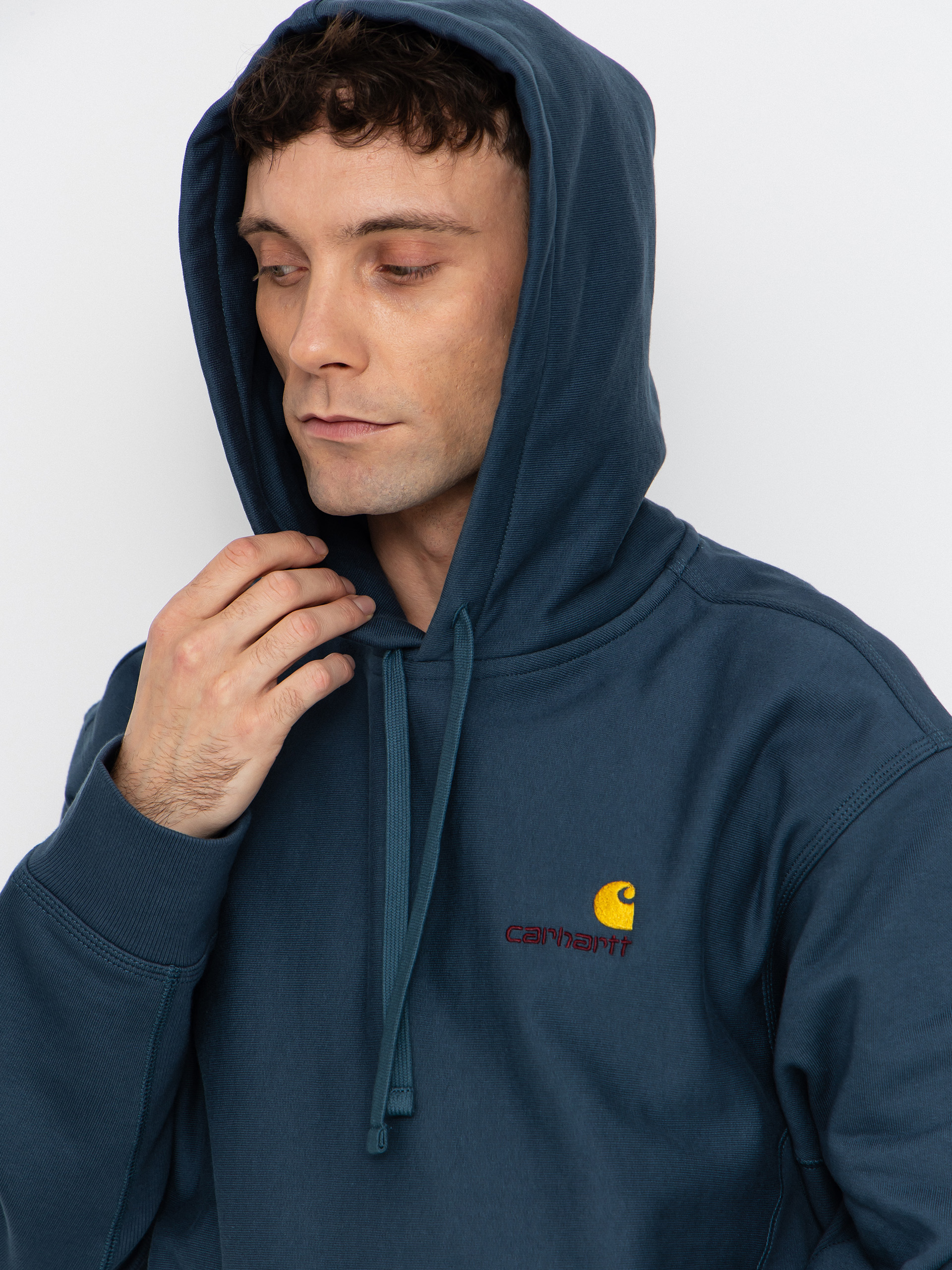 Суитшърт с качулка Carhartt WIP American Script HD (office blue)