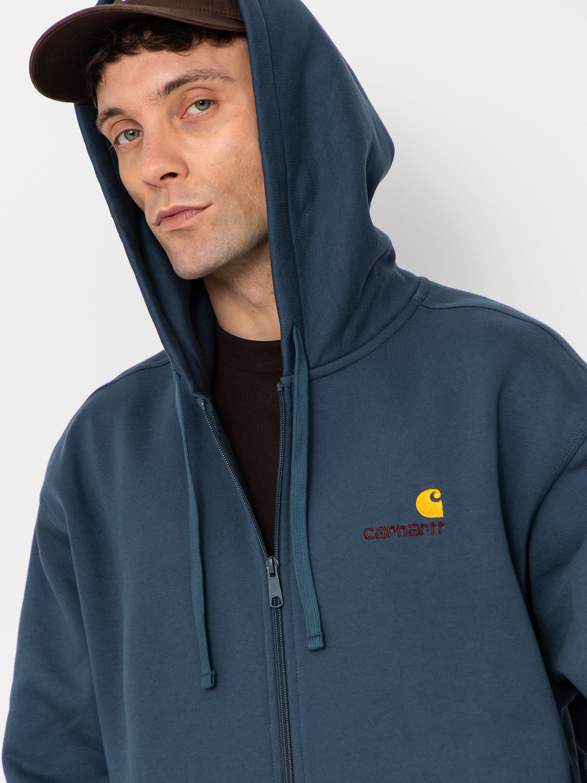 Суитшърт с качулка Carhartt WIP American Script ZHD (office blue)