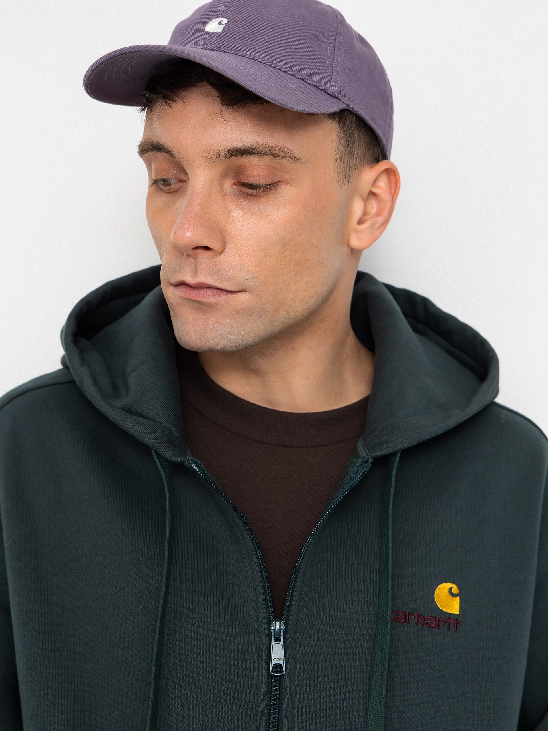 Суитшърт с качулка Carhartt WIP American Script ZHD (kale green)