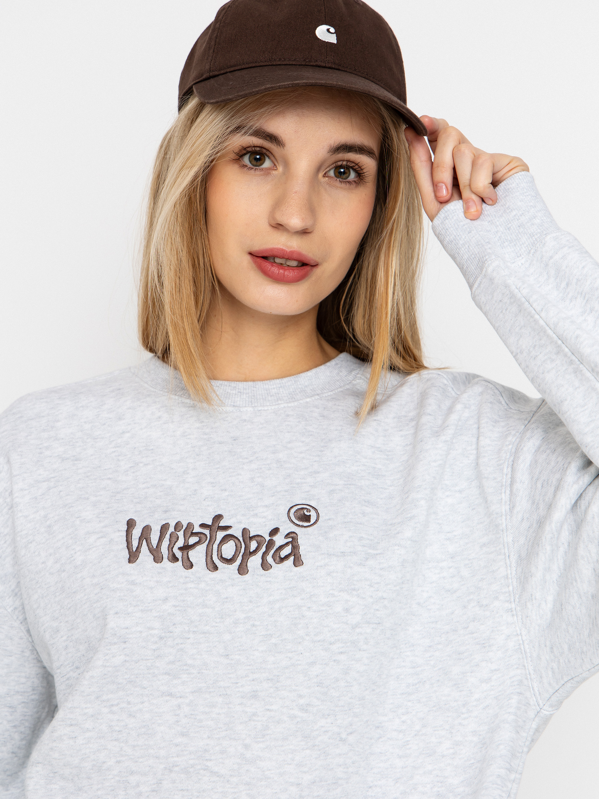 Суитшърт Carhartt WIP Wiptopia Script Wmn (ash heather/dusky beige)