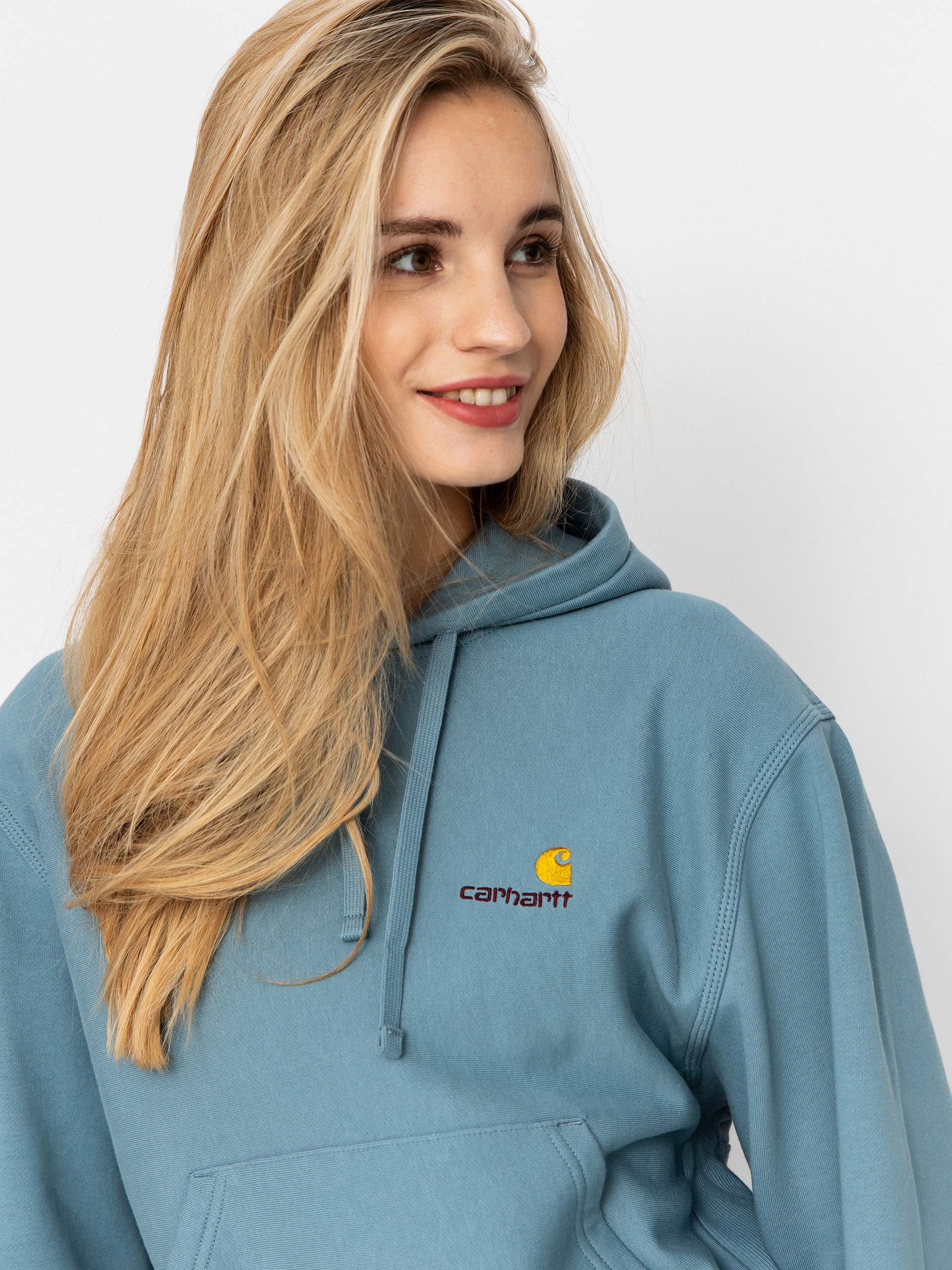 Суитшърт с качулка Carhartt WIP American Script HD Wmn (citadel)