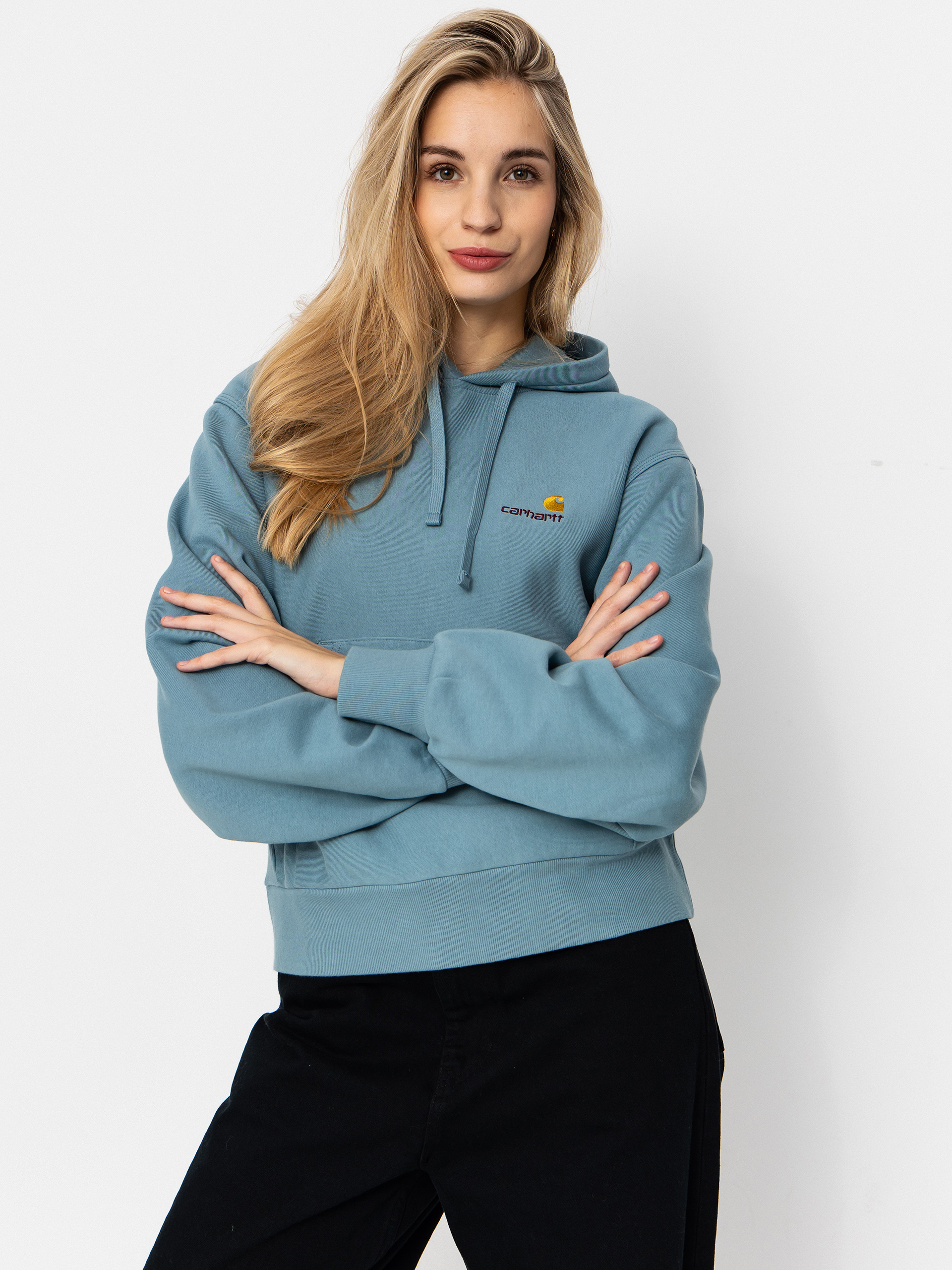Суитшърт с качулка Carhartt WIP American Script HD Wmn