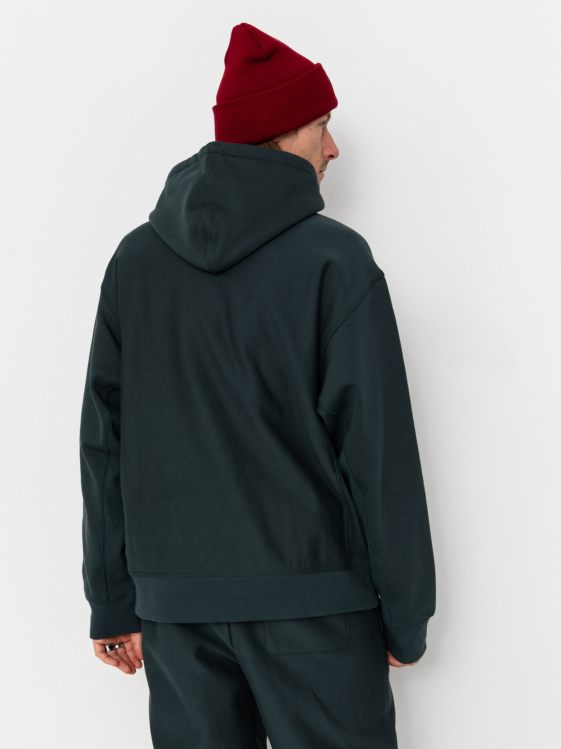 Суитшърт с качулка Carhartt WIP American Script HD (kale green)