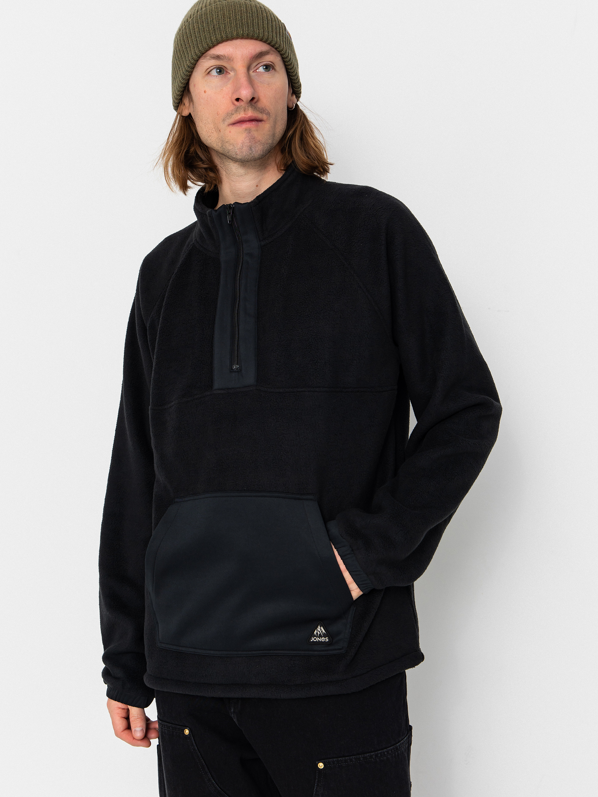 Суитшърт Jones Snowboards Lodge Half Zip Rec (stealth black)