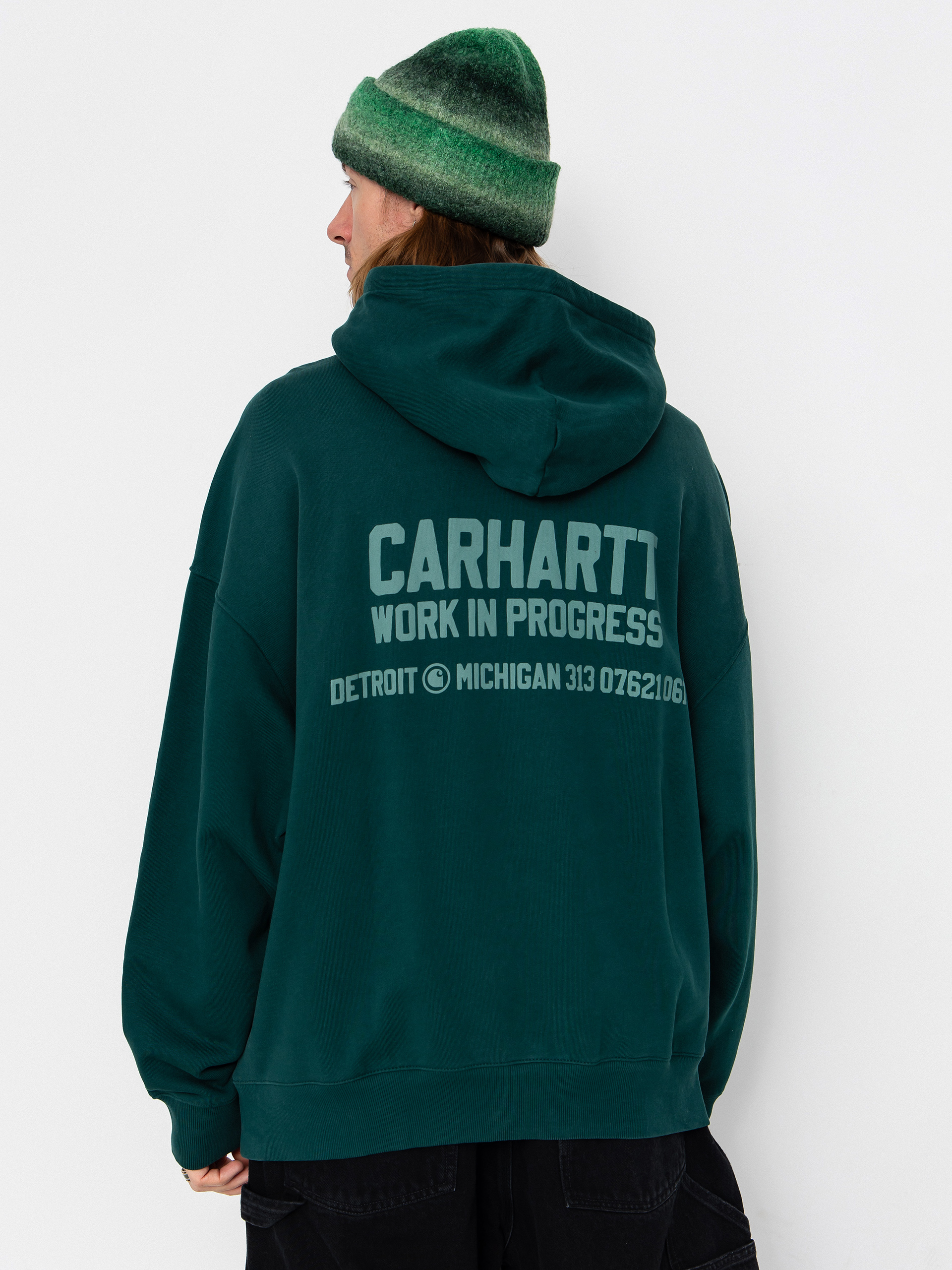 Суитшърт с качулка Carhartt WIP Distance HD (dark fir/stone dyed)