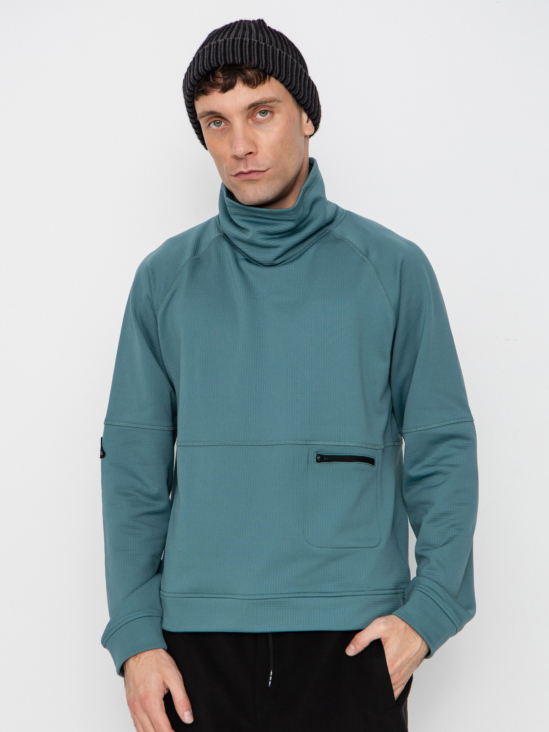 Суитшърт Jones Snowboards Flagship Rec Grid 1/2 Zip (atlantic blue)