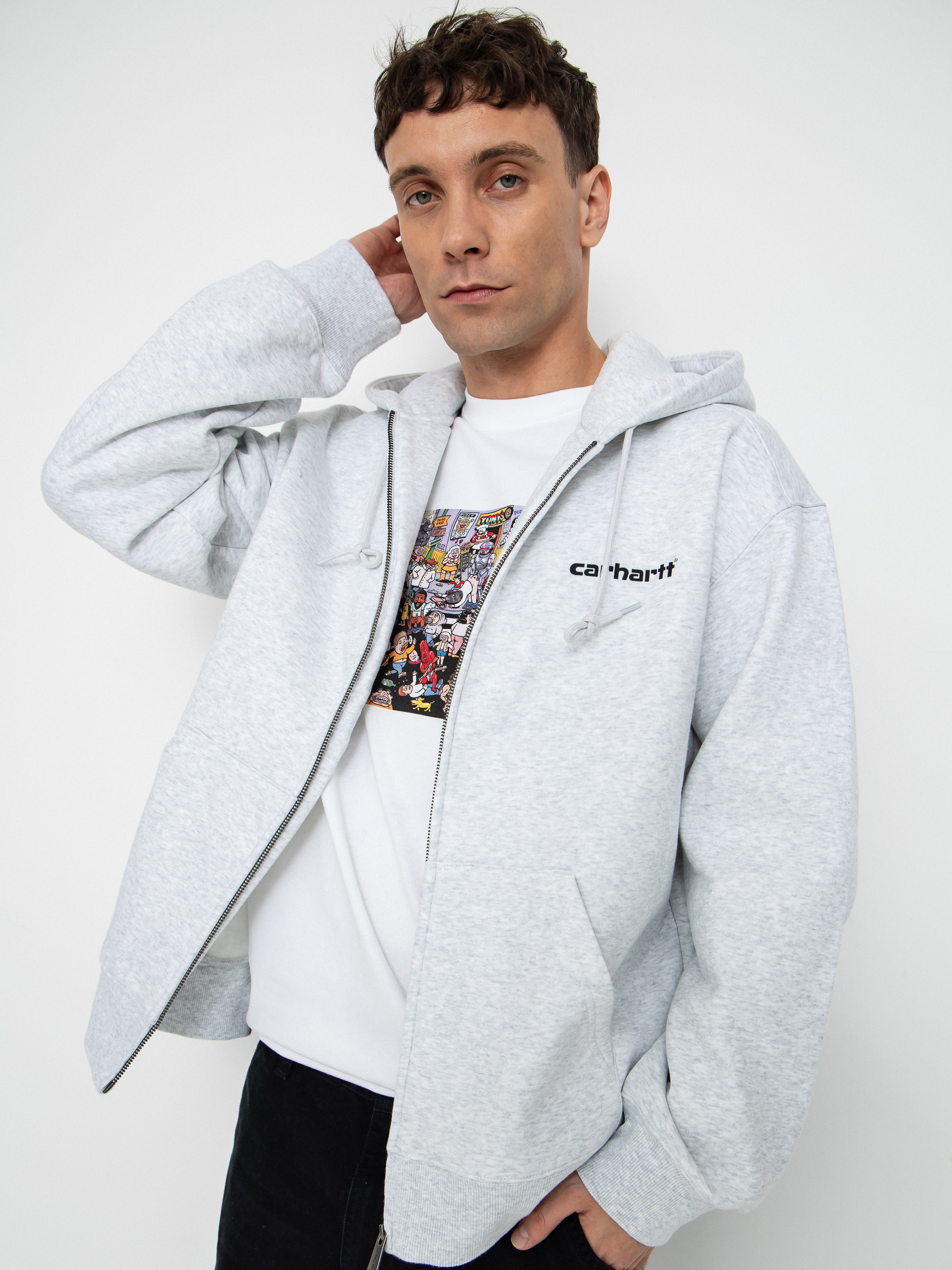 Суитшърт с качулка Carhartt WIP Archive Lines ZHD (ash heather)