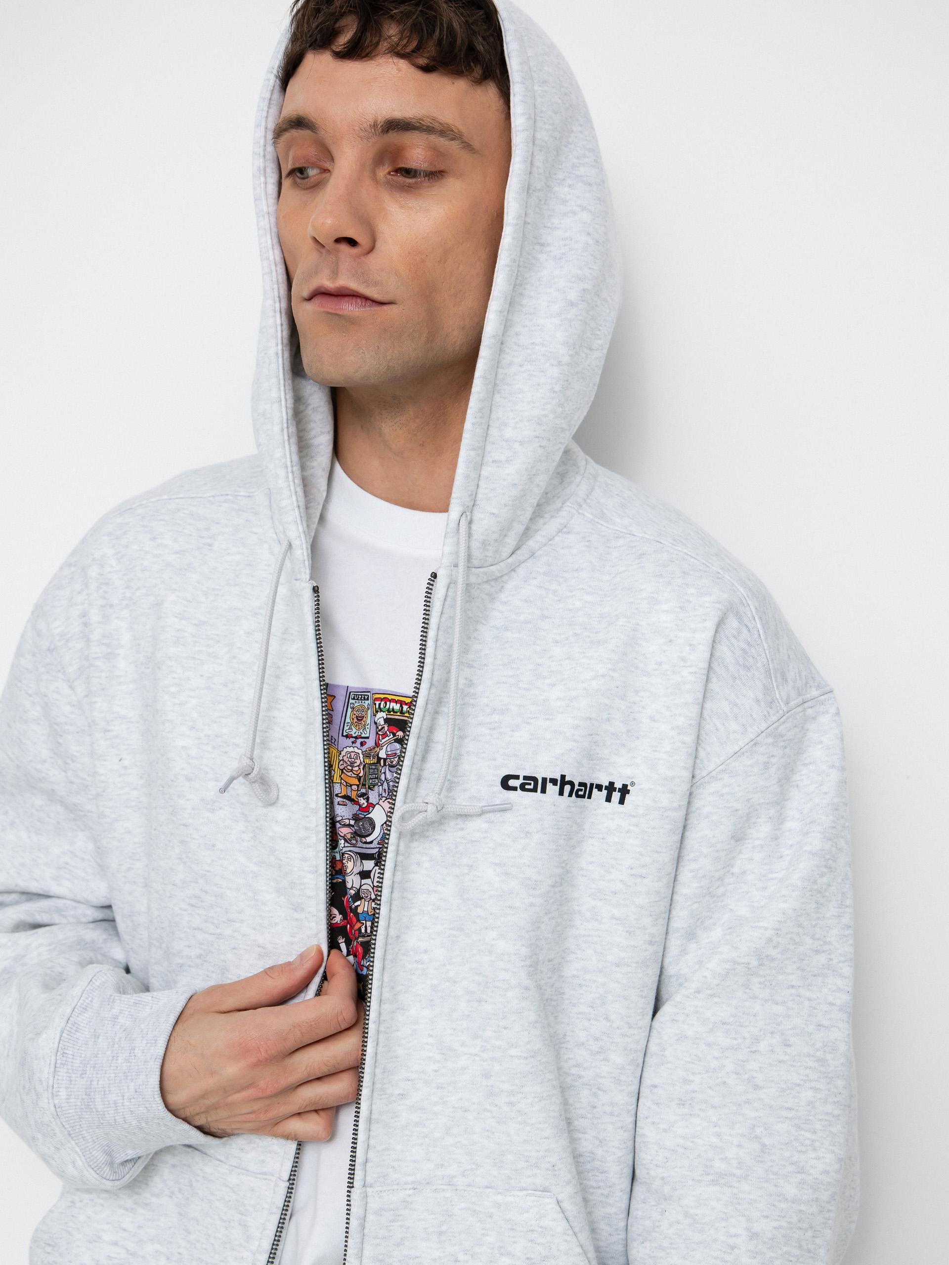 Суитшърт с качулка Carhartt WIP Archive Lines ZHD (ash heather)