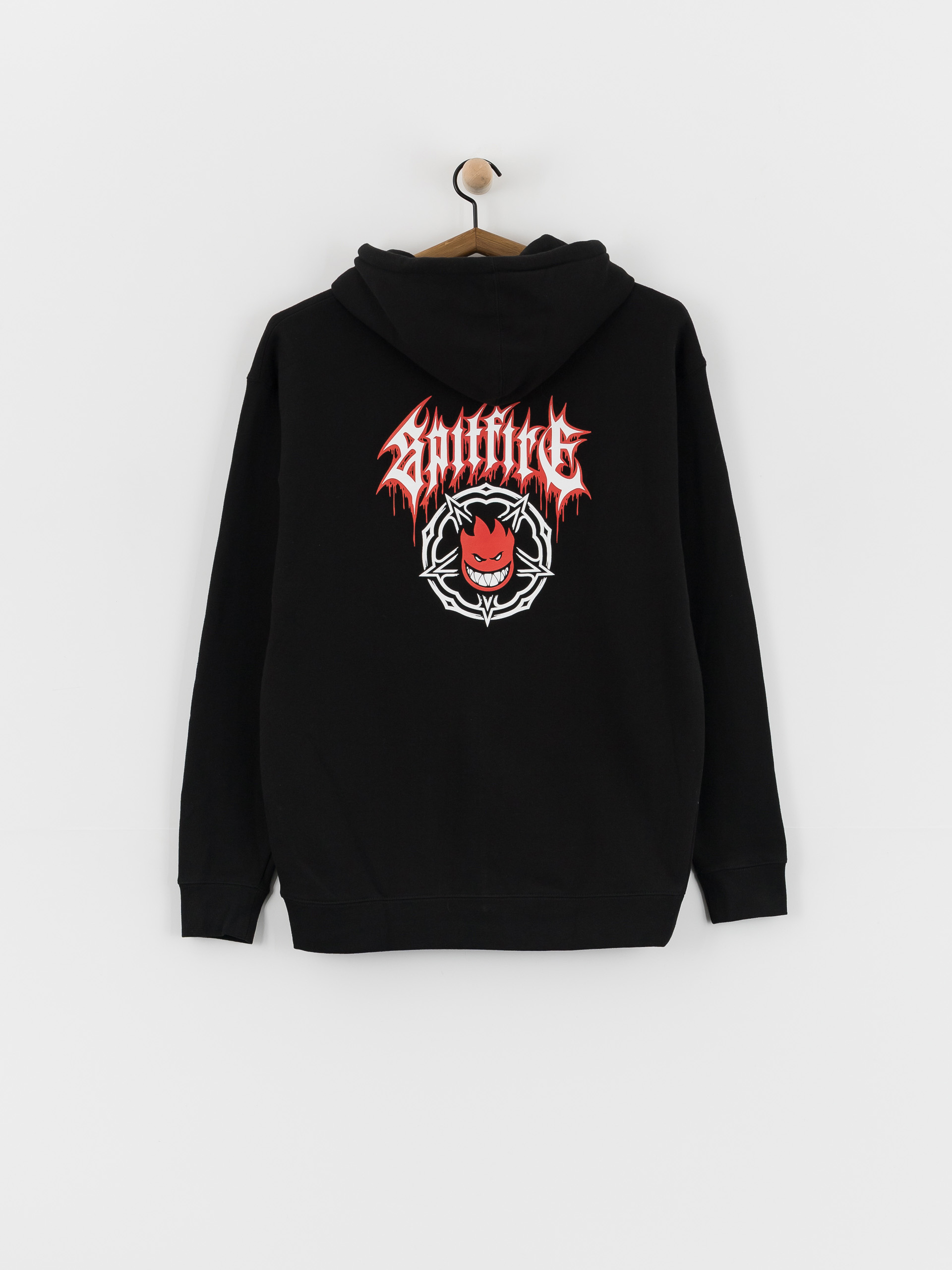 Суитшърт с качулка Spitfire Pentagram Drip Dbl ZHD (black w/red & white prints)