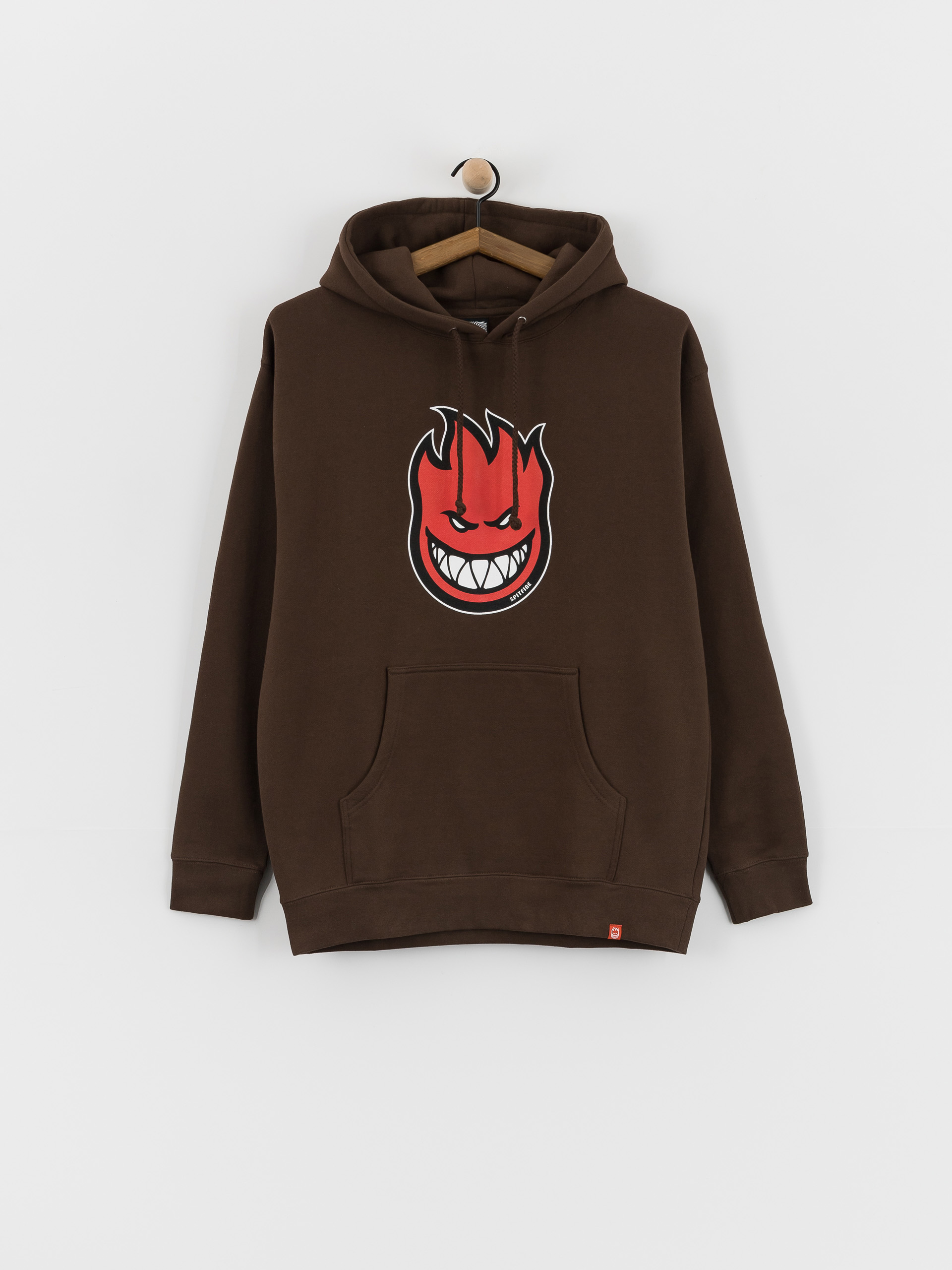Суитшърт с качулка Spitfire Bighead Fill HD (brown w/red black & white print)