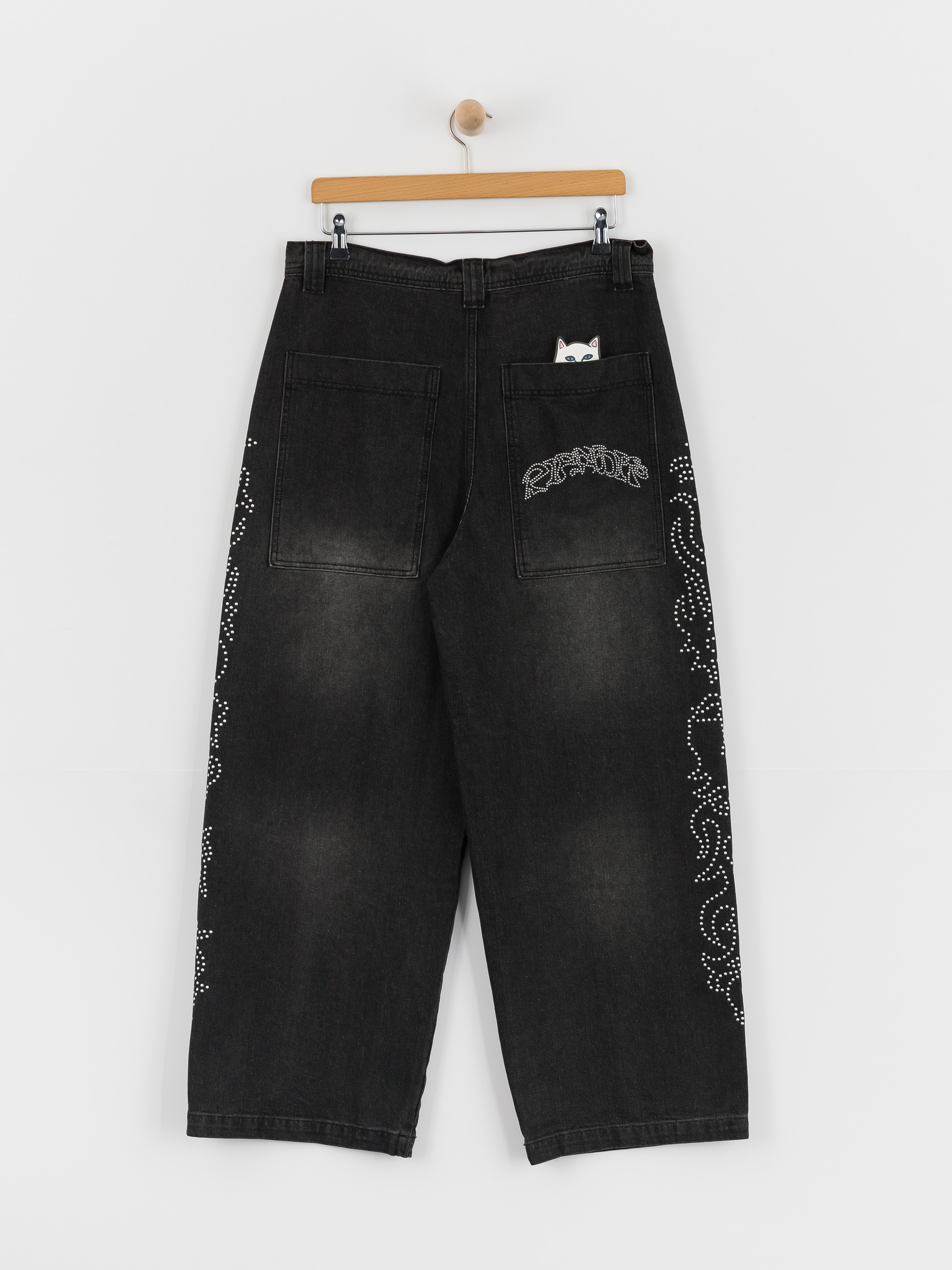 Панталони RipNDip Pretty Flacko Extra Wide Leg (black vintage wash denim)