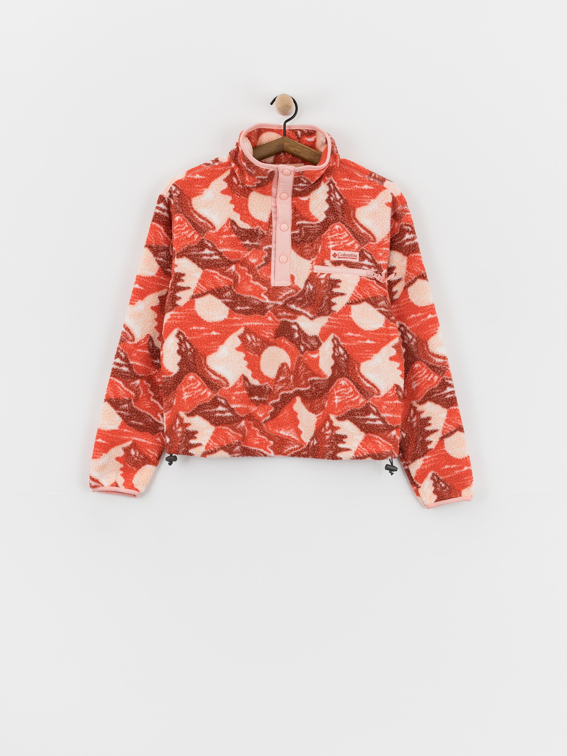 Дамски Поларени суитшърт Columbia Helvetia II Printed Cropped Half Snap (poppy red/sunscape)