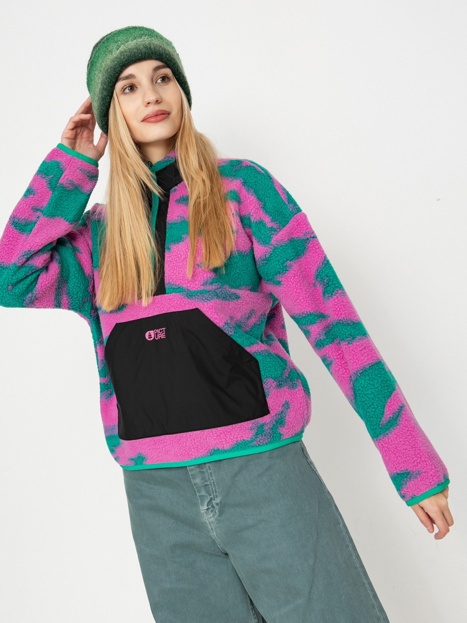 Поларени суитшърт Picture Zelkova Printed 1/4 Zip Wmn (retro bliss print)