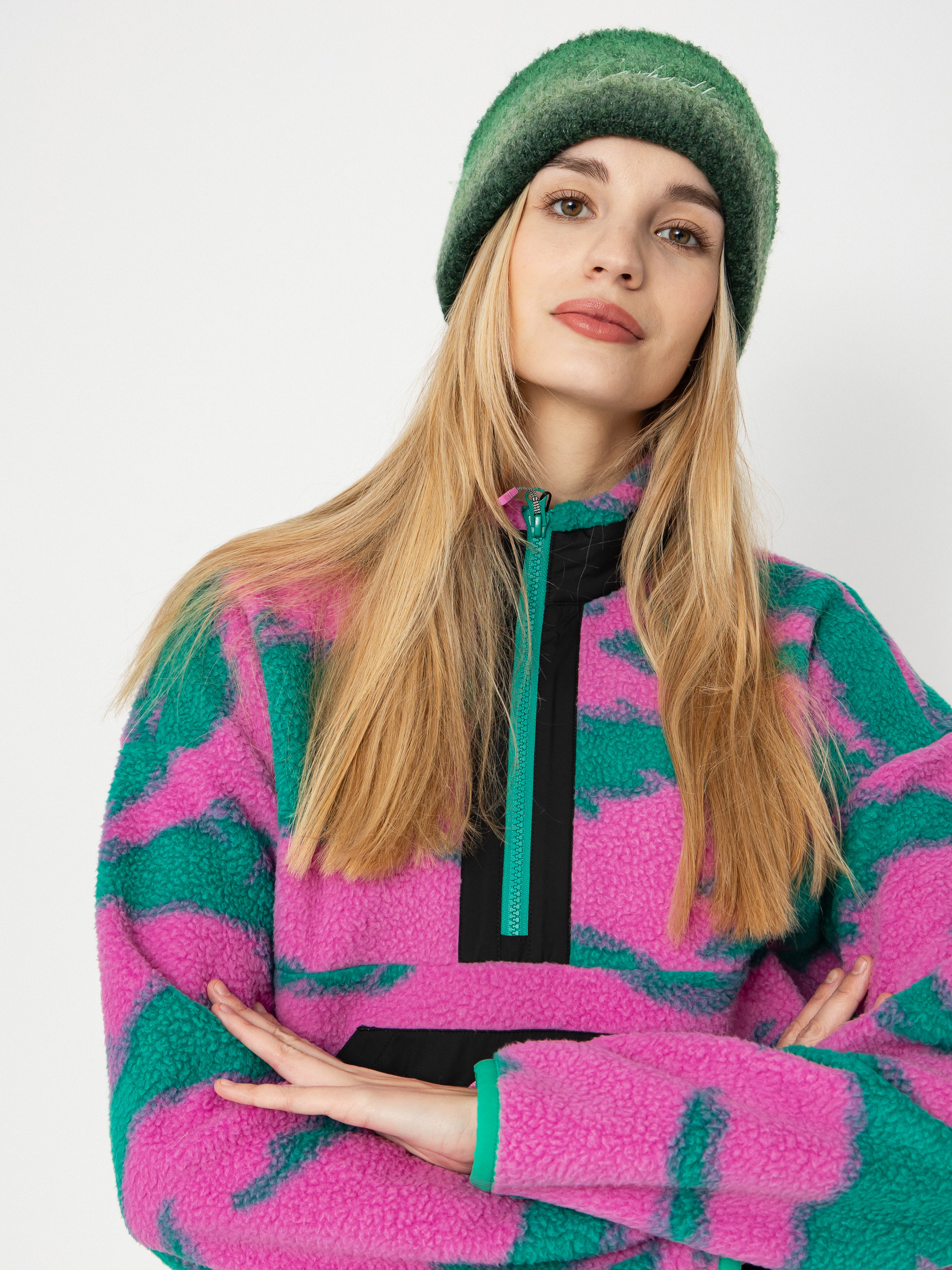 Дамски Поларени суитшърт Picture Zelkova Printed 1/4 Zip (retro bliss print)