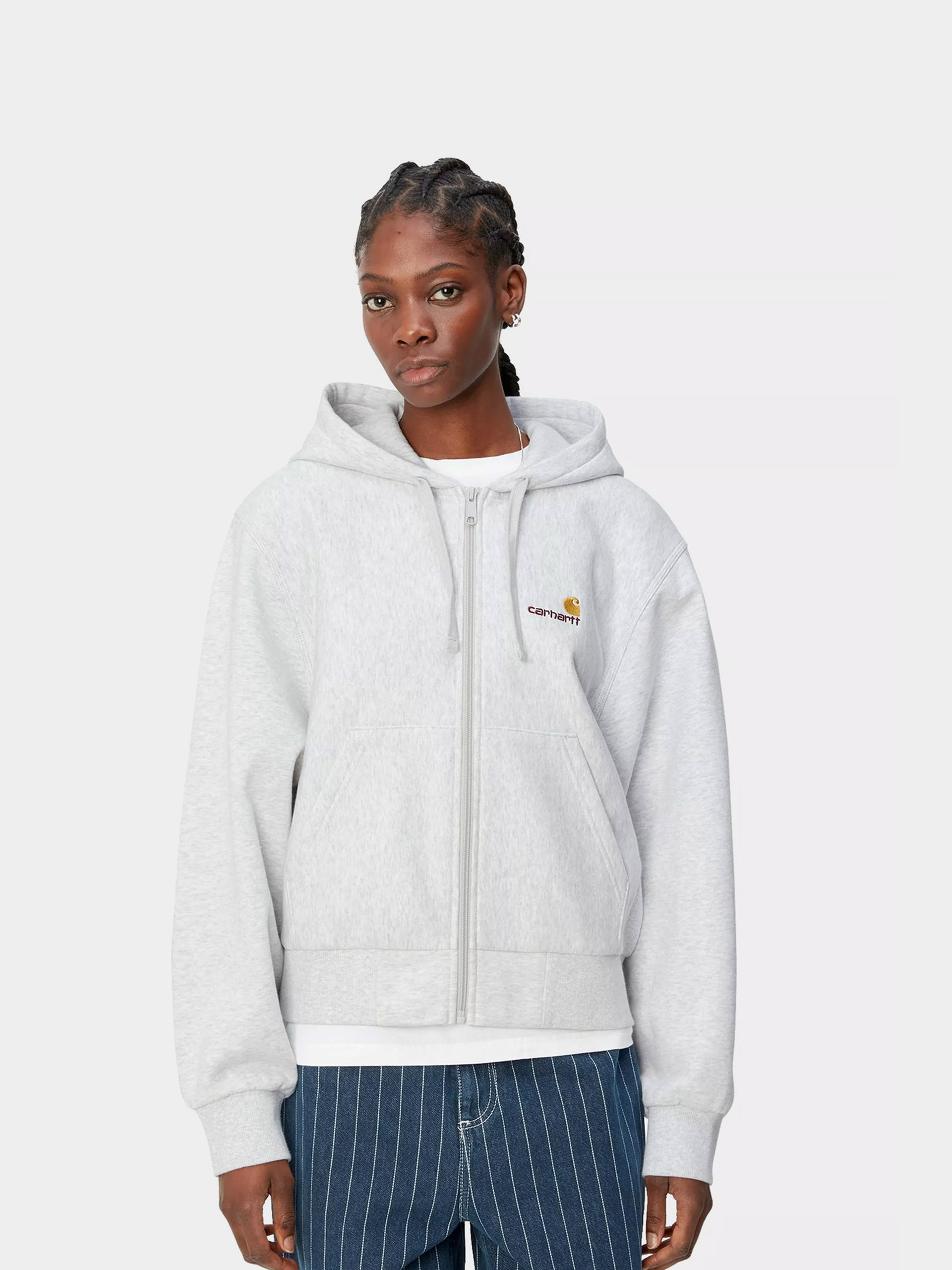 Суитшърт с качулка Carhartt WIP American Script ZHD Wmn (ash heather)