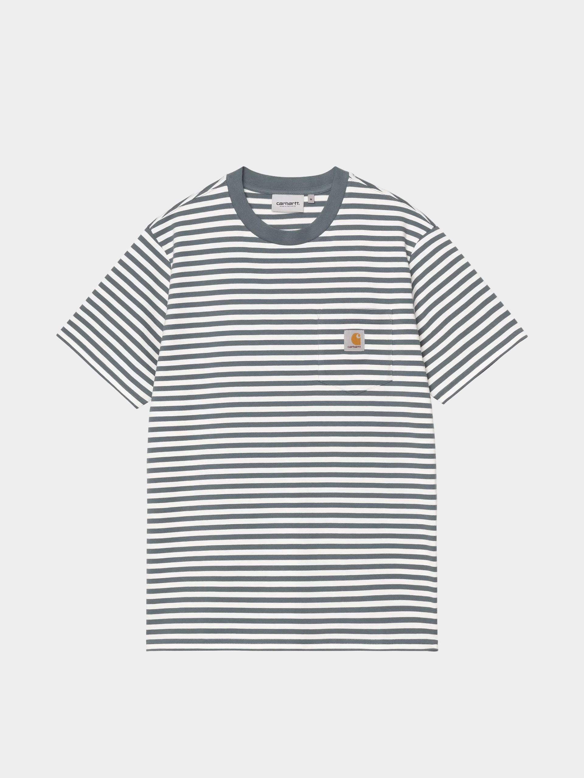 Тениска Carhartt WIP Ezra Pocket (ezra stripe/cozy blue/wax)