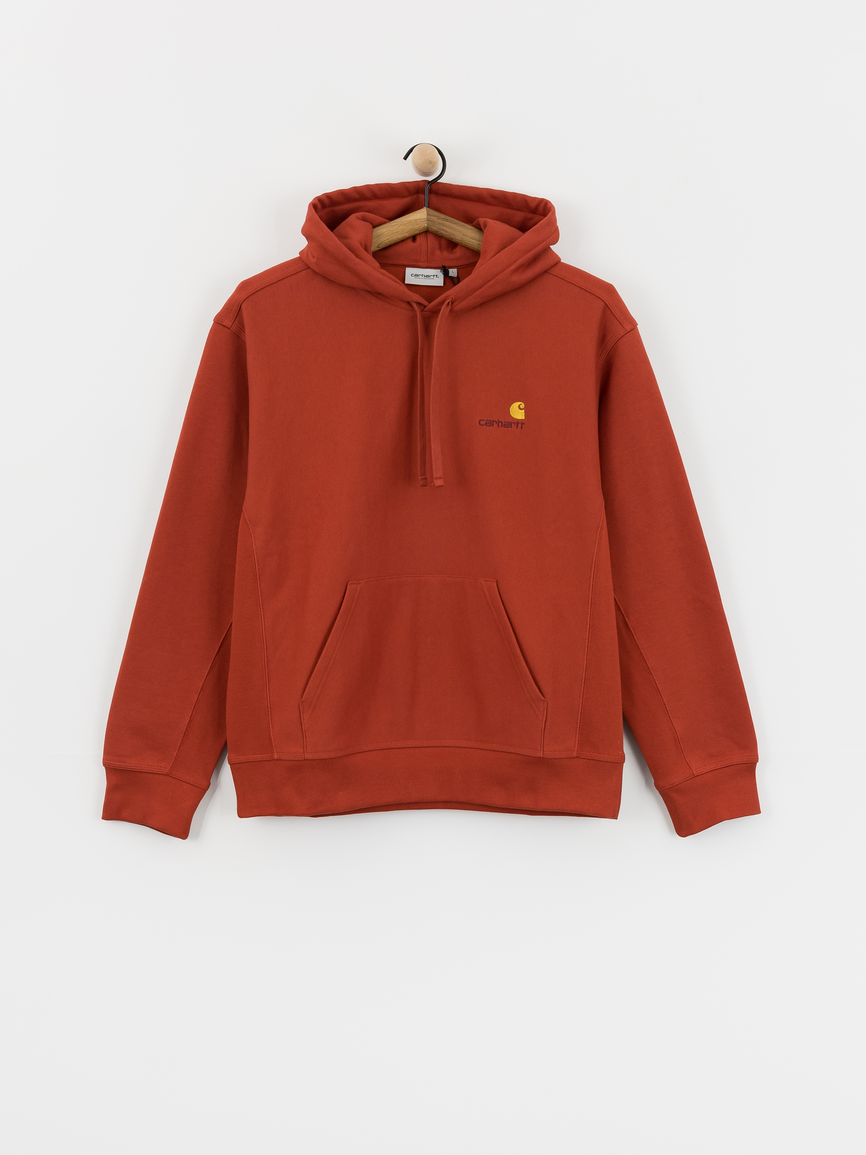 Суитшърт с качулка Carhartt WIP American Script HD (oxide red)