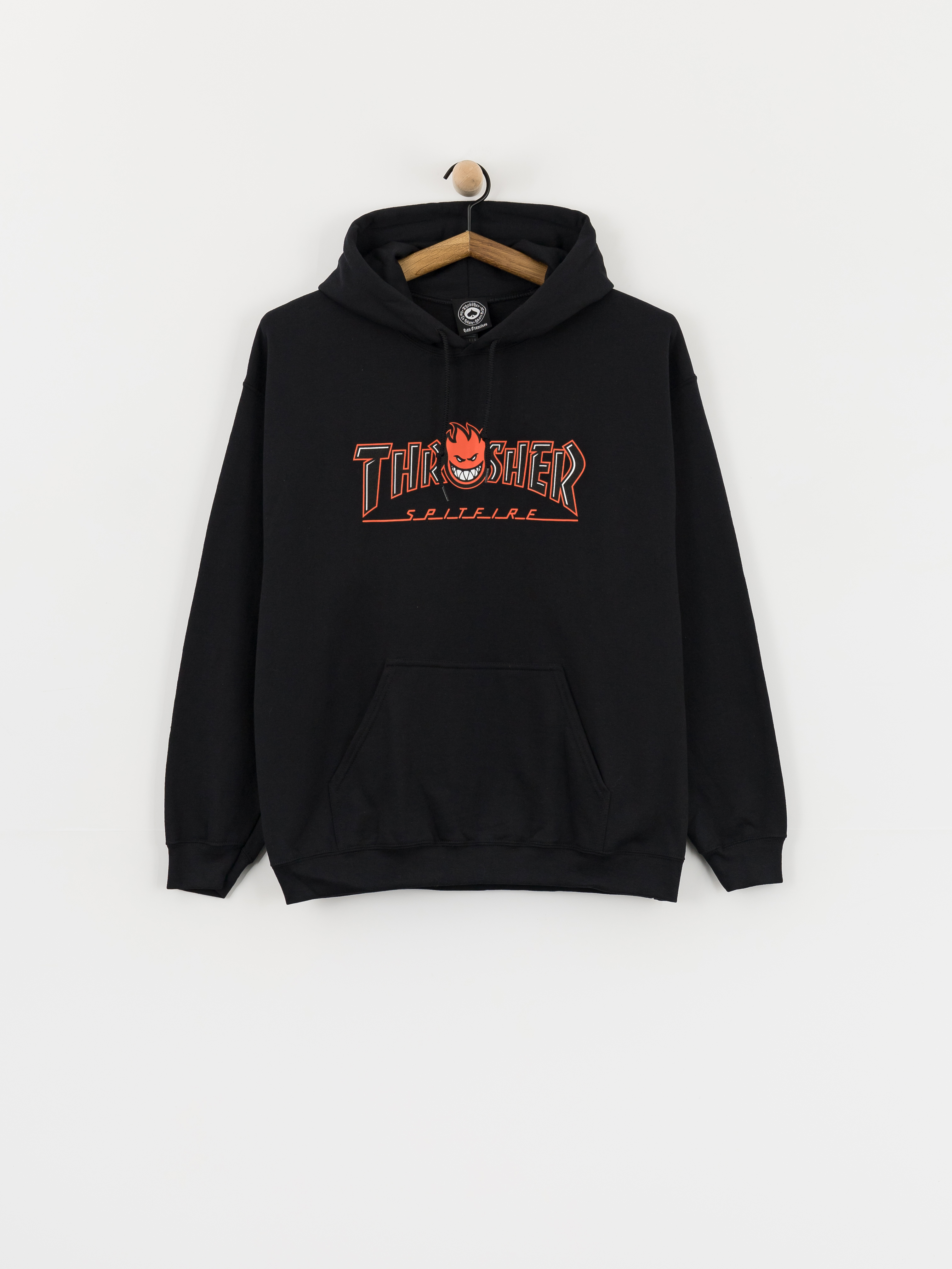 Суитшърт с качулка Thrasher x Spitfire Big Head Outline HD (black)